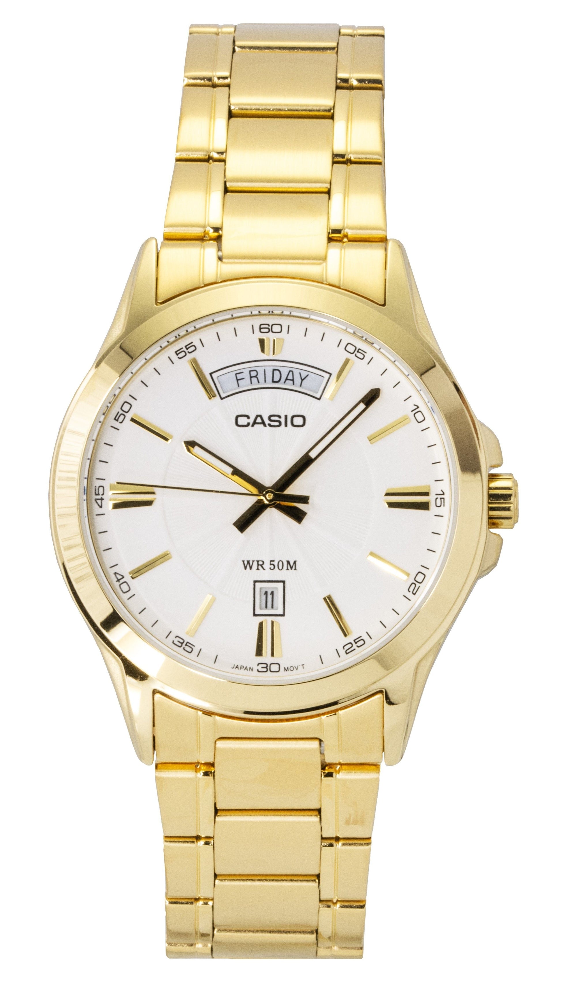 Casio Standard Analog Gold Tone Stainless Steel White Dial Quartz MTP - 1381GD - 7AV Men's Watch - Prestige Stones