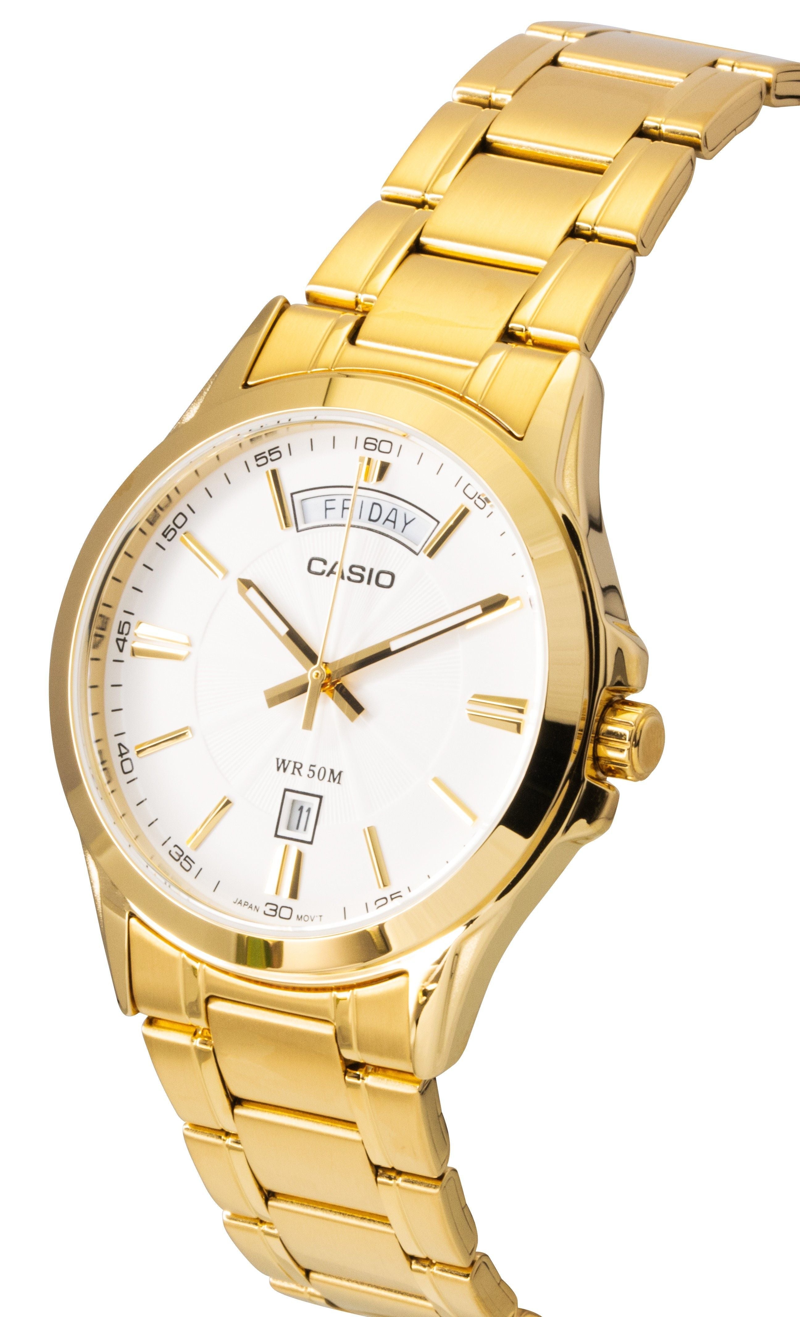Casio Standard Analog Gold Tone Stainless Steel White Dial Quartz MTP - 1381GD - 7AV Men's Watch - Prestige Stones
