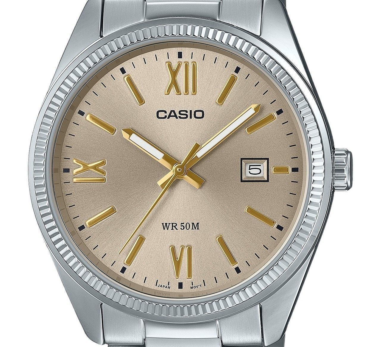 Casio Standard Analog Ion Plated Stainless Steel Beige Dial Quartz MTP - 1302DD - 9AV Men's Watch - Prestige Stones