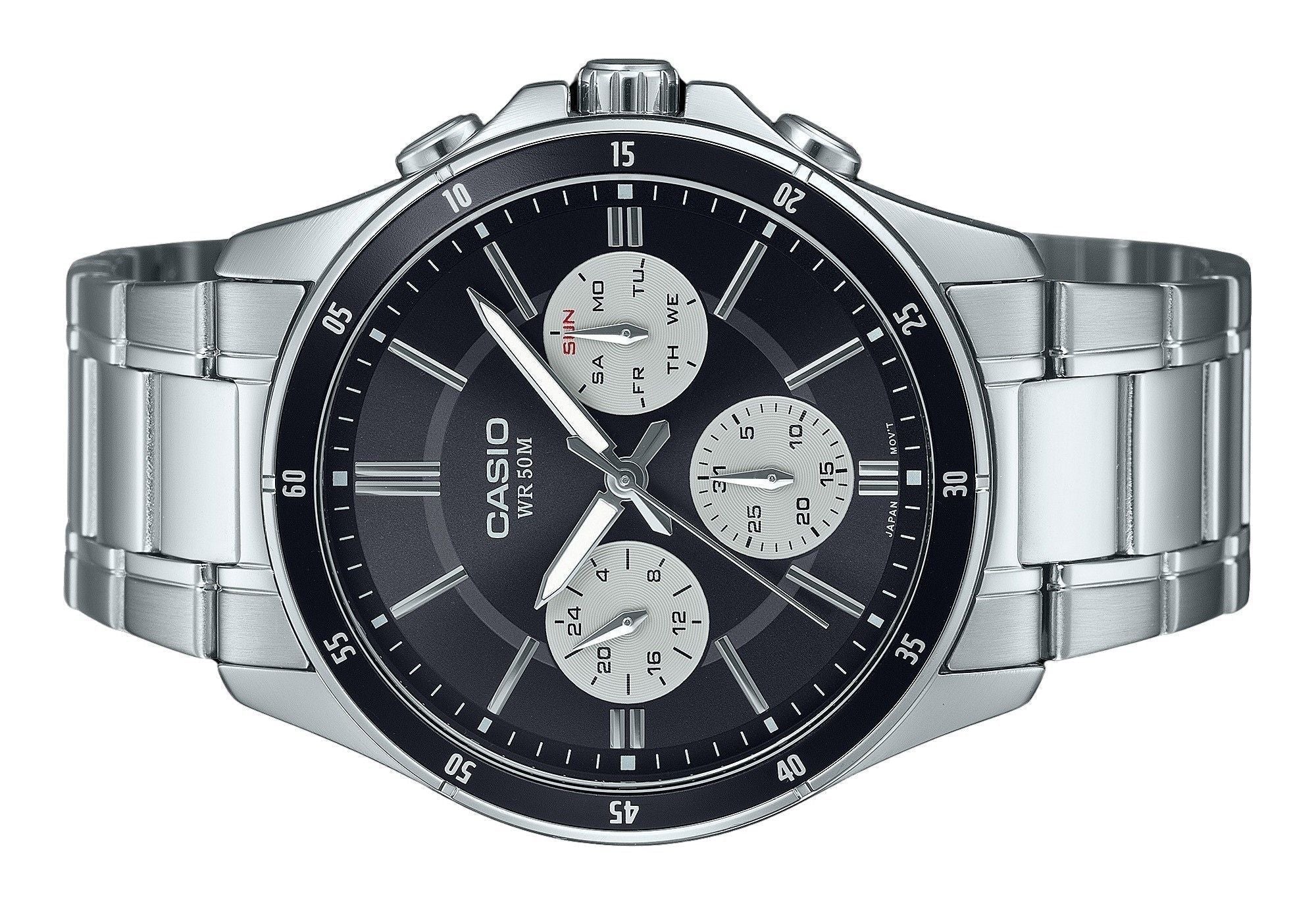 Casio Standard Analog Ion Plated Stainless Steel Black Dial Quartz MTP - 1374D - 1A3V Men's Watch - Prestige Stones