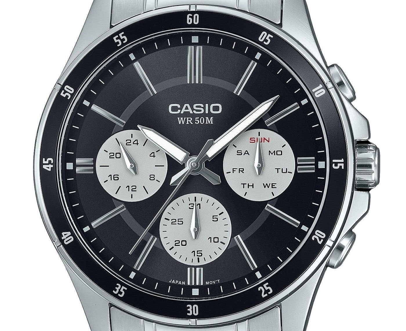 Casio Standard Analog Ion Plated Stainless Steel Black Dial Quartz MTP - 1374D - 1A3V Men's Watch - Prestige Stones