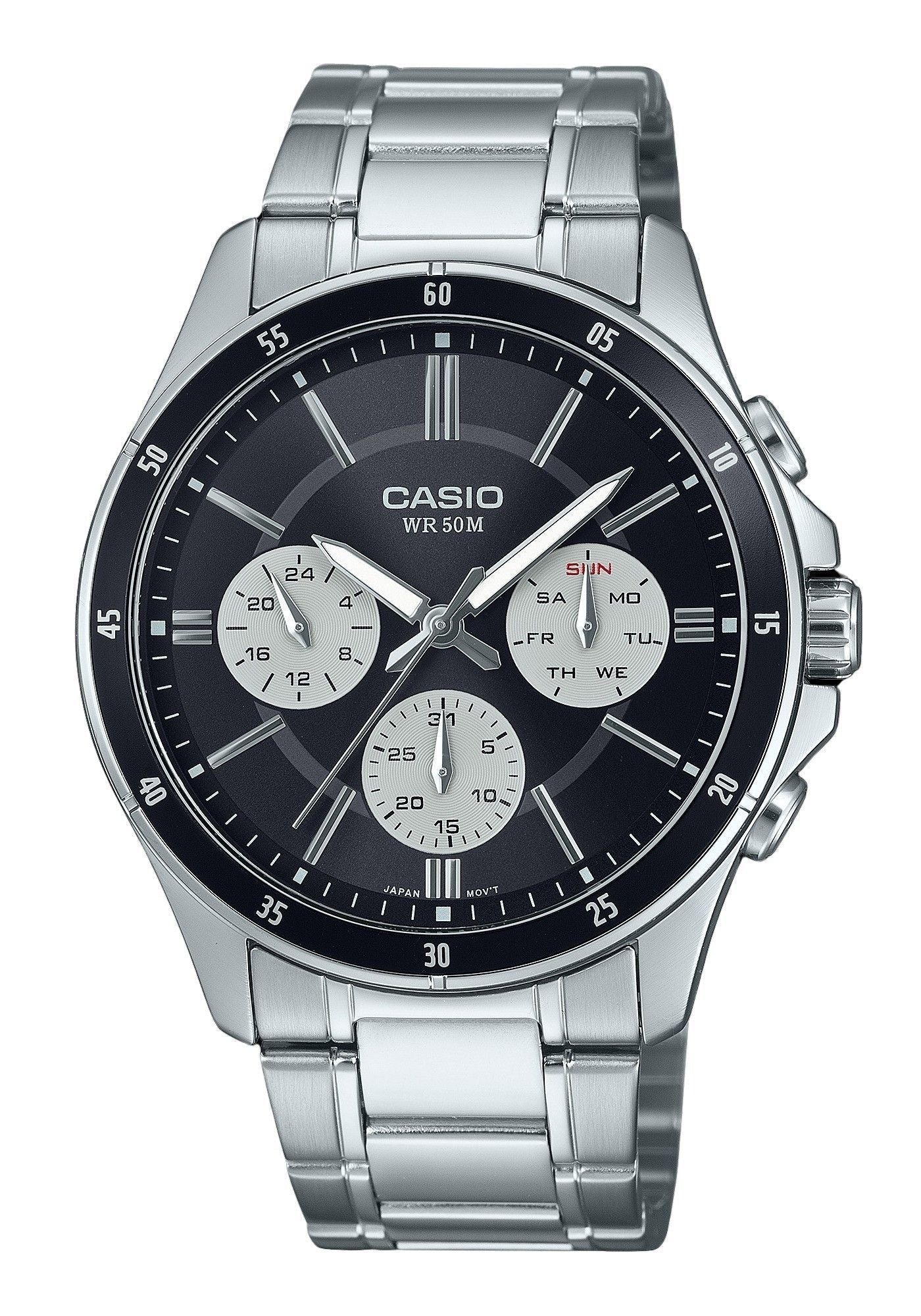 Casio Standard Analog Ion Plated Stainless Steel Black Dial Quartz MTP - 1374D - 1A3V Men's Watch - Prestige Stones