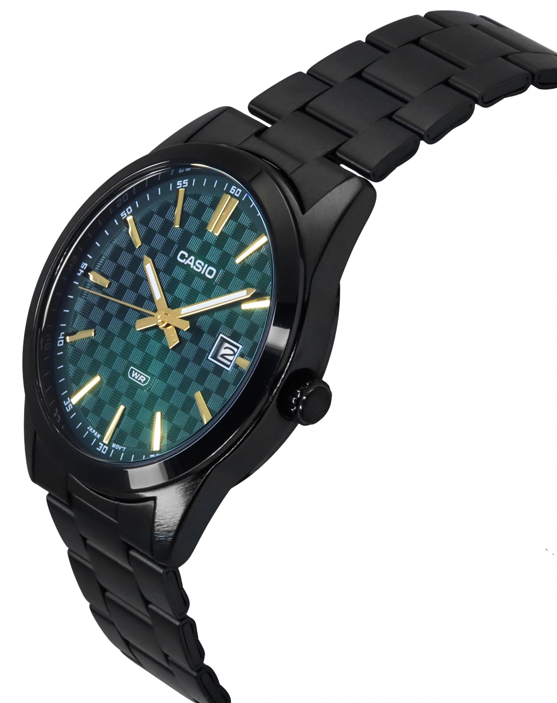 Casio Standard Analog Ion Plated Stainless Steel Green Dial Quartz MTP - VD03B - 3A Men's Watch - Prestige Stones