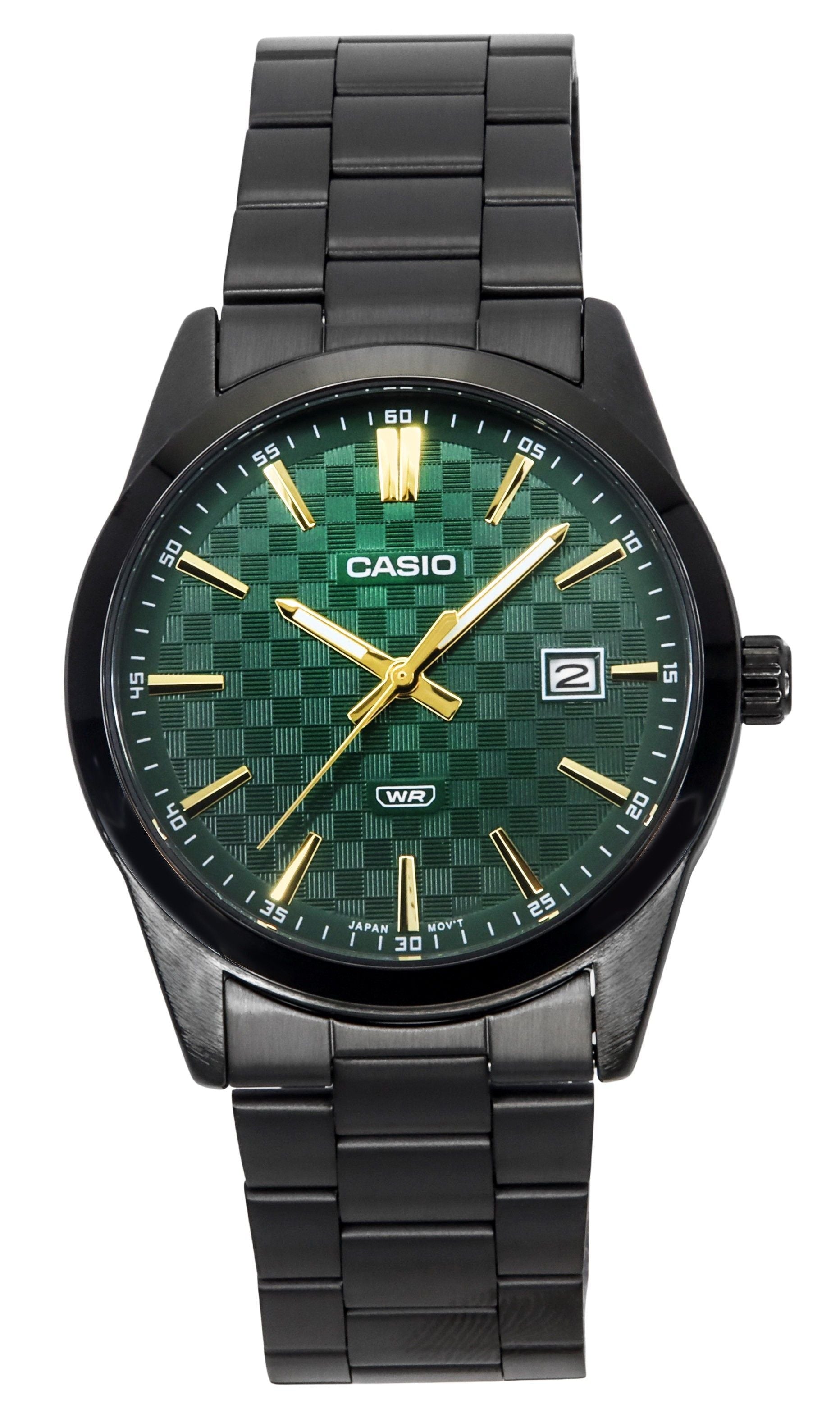 Casio Standard Analog Ion Plated Stainless Steel Green Dial Quartz MTP - VD03B - 3A Men's Watch - Prestige Stones