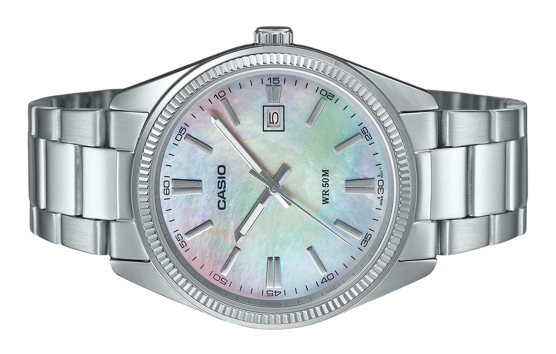 Casio Standard Analog Ion Plated Stainless Steel Mother Of Pearl Quartz MTP - 1302DS - 7AV Men's Watch - Prestige Stones
