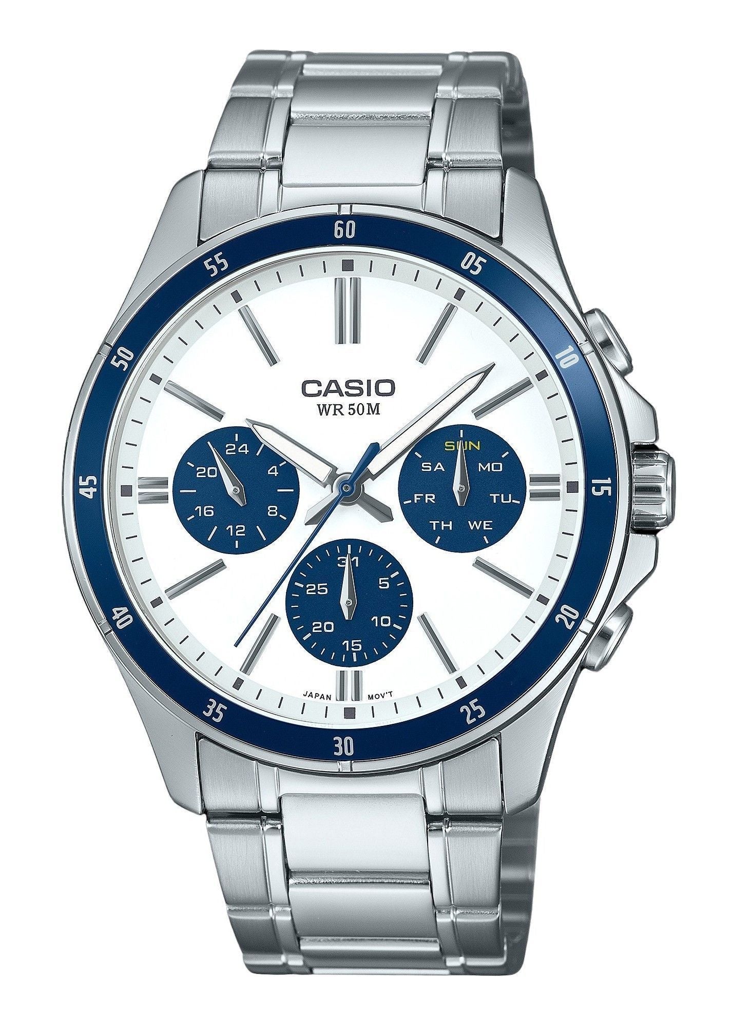 Casio Standard Analog Ion Plated Stainless Steel White Dial Quartz MTP - 1374D - 7A2V Men's Watch - Prestige Stones