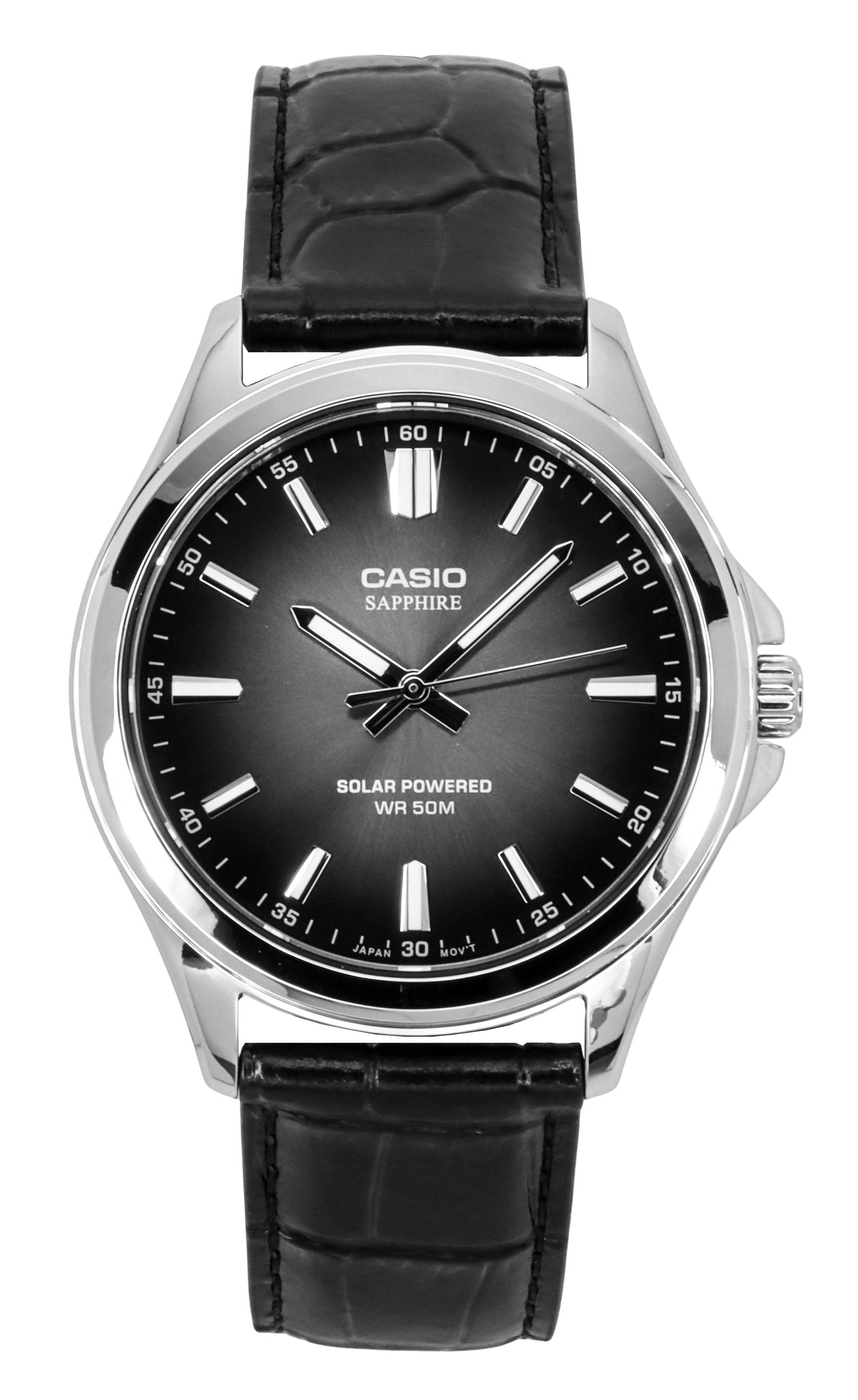 Casio Standard Analog Leather Strap Black Dial Solar MTS - RS100L - 1AV Men's Watch - Prestige Stones