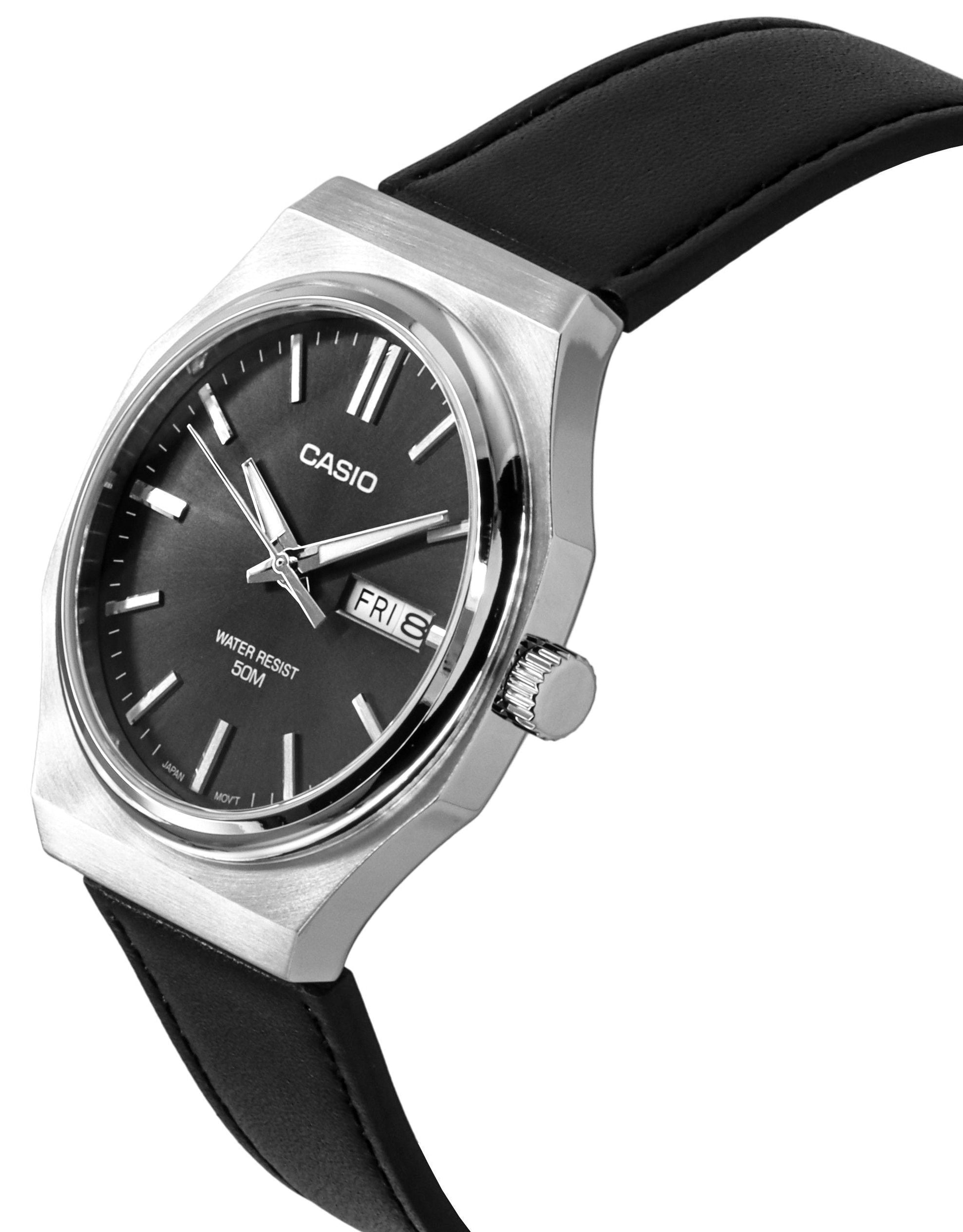 Casio Standard Analog Leather Strap Grey Dial Quartz MTP - E735L - 8AV Men's Watch - Prestige Stones