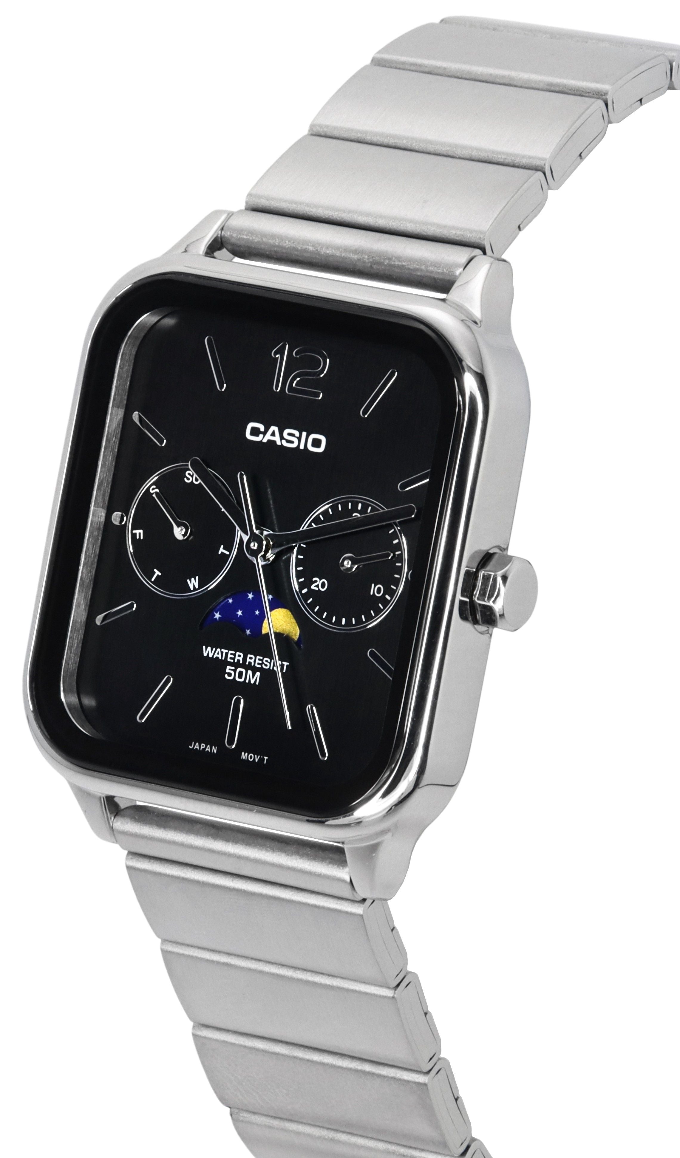 Casio Standard Analog Moon Phase Black Dial Quartz MTP - M305D - 1A Men's Watch - Prestige Stones