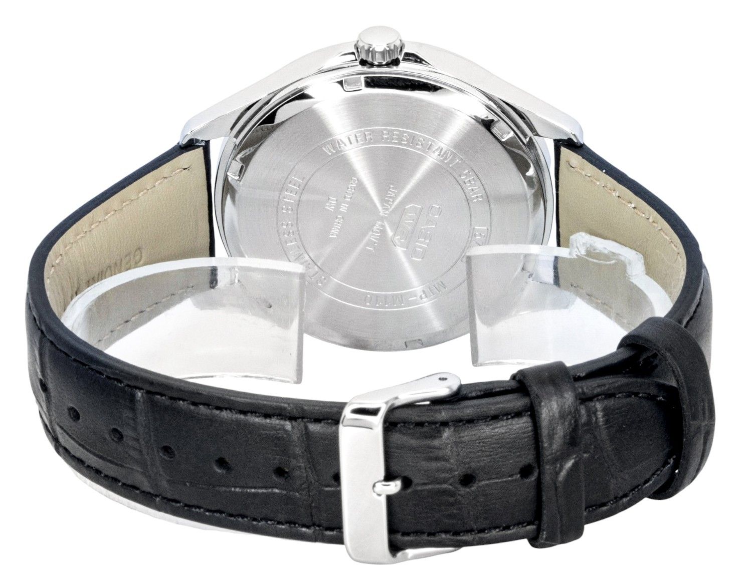 Casio Standard Analog Moon Phase Leather Strap Black Dial Quartz MTP - M110L - 1AV Men's Watch - Prestige Stones