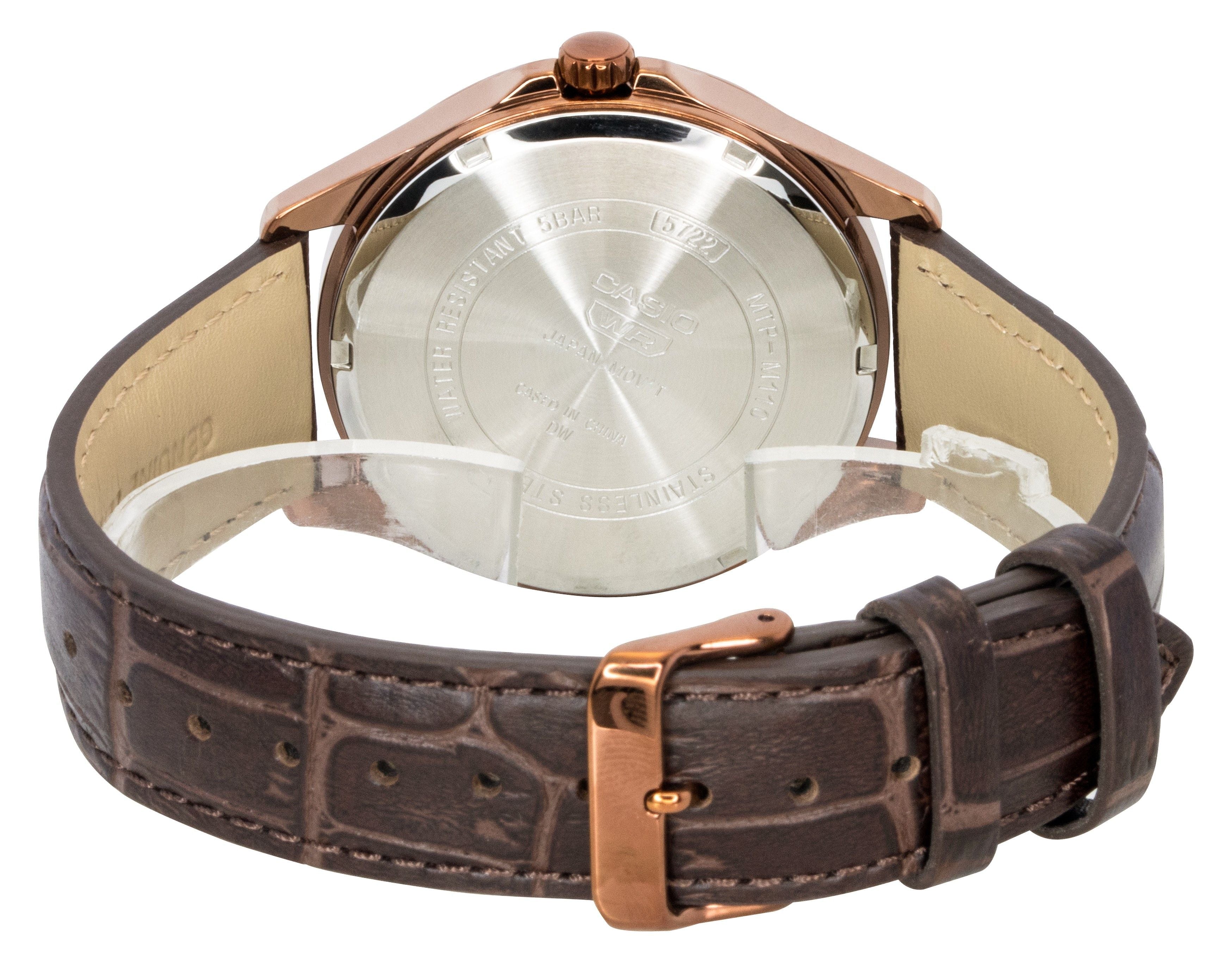 Casio Standard Analog Moon Phase Leather Strap Ivory Dial Quartz MTP - M110RL - 5AV Men's Watch - Prestige Stones