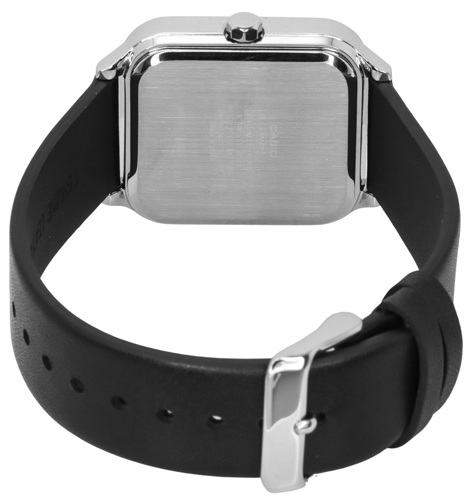 Casio Standard Analog Moon Phase Leather Strap White Dial Quartz MTP - M305L - 7A Men's Watch - Prestige Stones