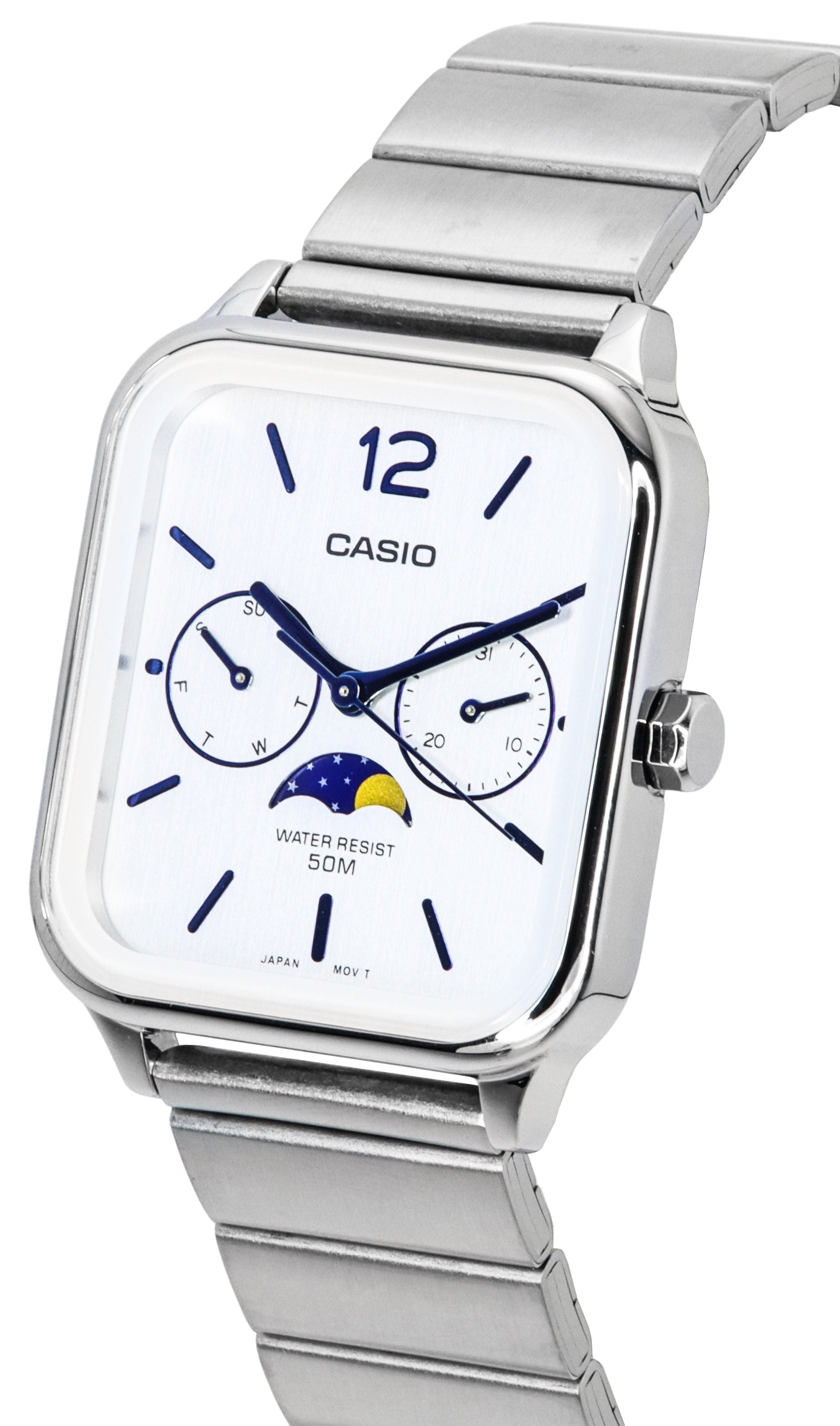 Casio Standard Analog Moon Phase Silver Dial Quartz MTP - M305D - 7A Men's Watch - Prestige Stones