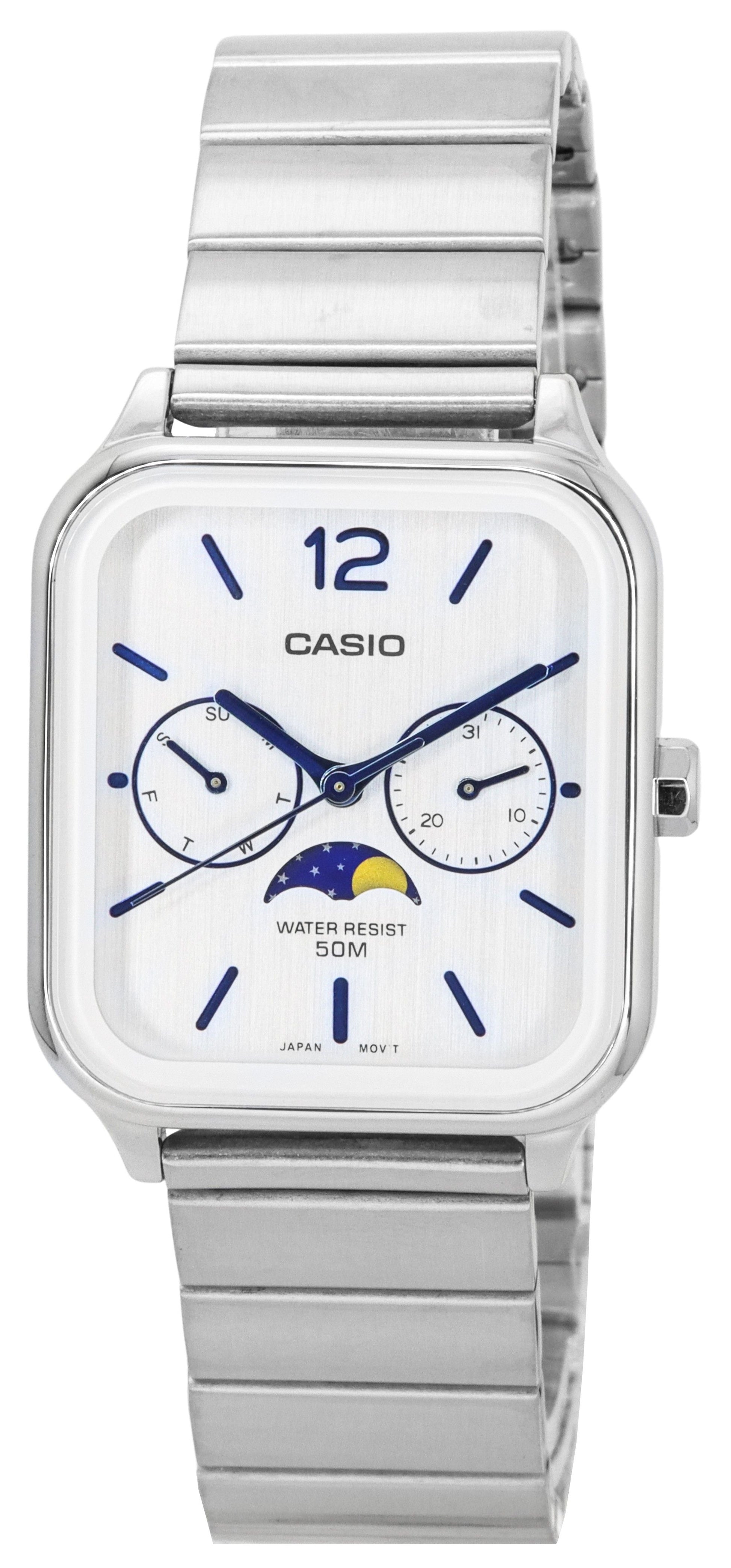 Casio Standard Analog Moon Phase Silver Dial Quartz MTP - M305D - 7A Men's Watch - Prestige Stones