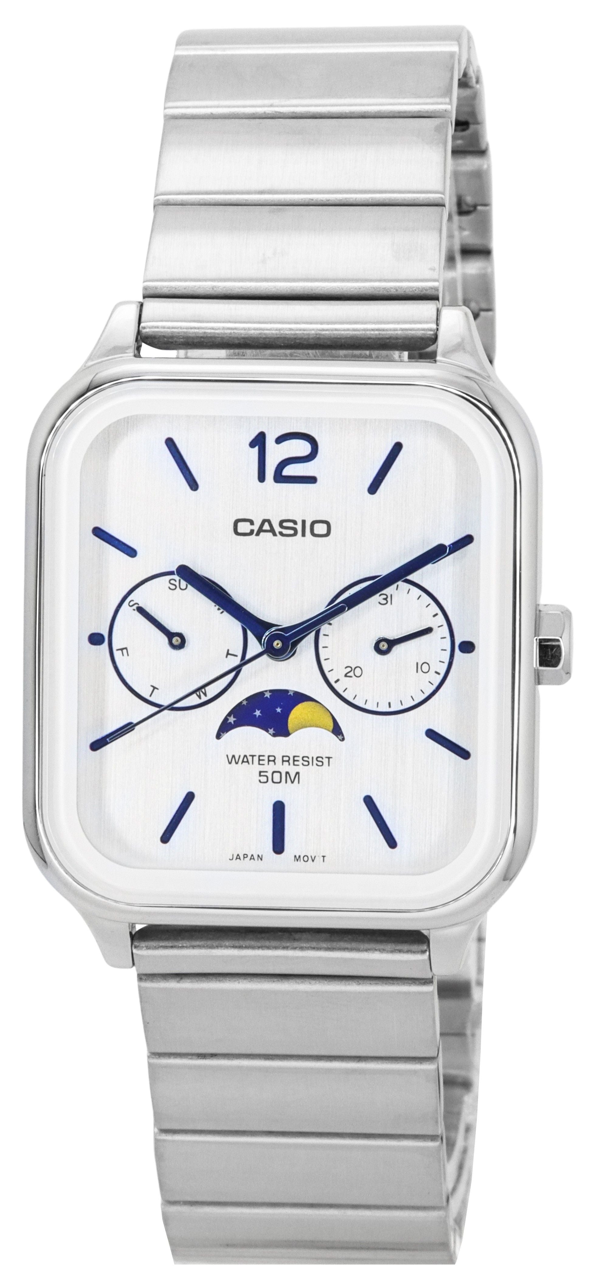 Casio Standard Analog Moon Phase Silver Dial Quartz MTP - M305D - 7A Men's Watch - Prestige Stones
