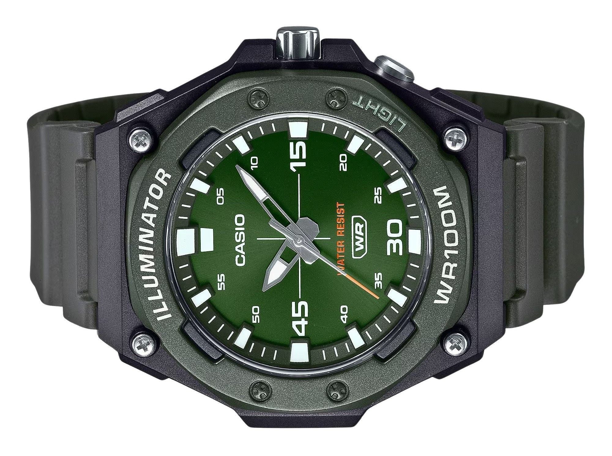 Casio Standard Analog Resin Strap Green Dial Quartz MW - 620H - 3AV 100M Men's Watch - Prestige Stones