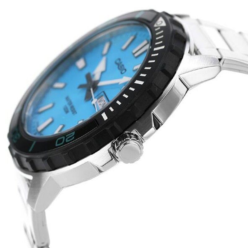 Casio Standard Analog Stainless Steel Aqua Blue Dial Quartz MTD - 125D - 2A3V 100M Men's Watch - Prestige Stones