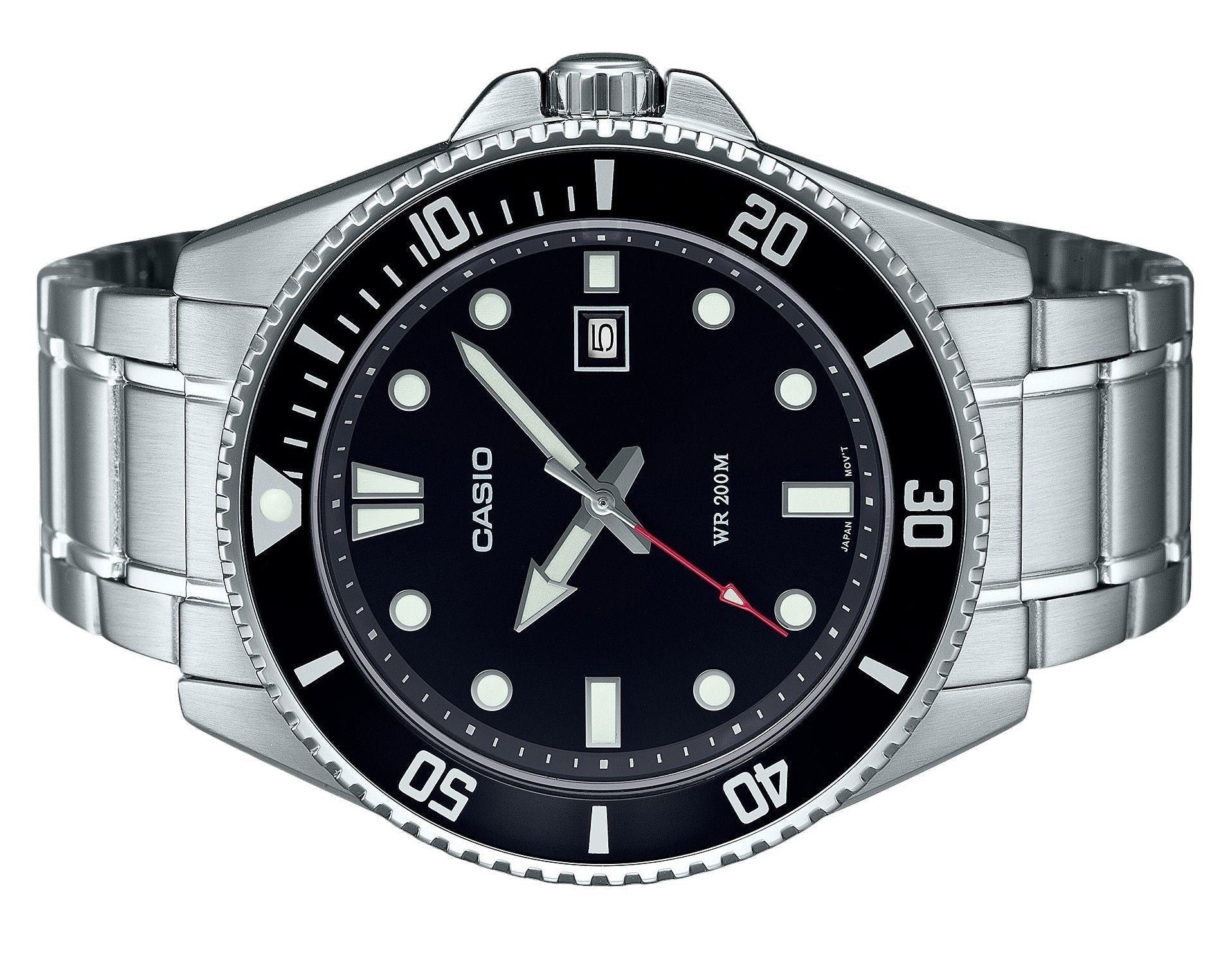 Casio Standard Analog Stainless Steel Black Dial Quartz MDV - 107D - 1A1 200M Men's Watch - Prestige Stones