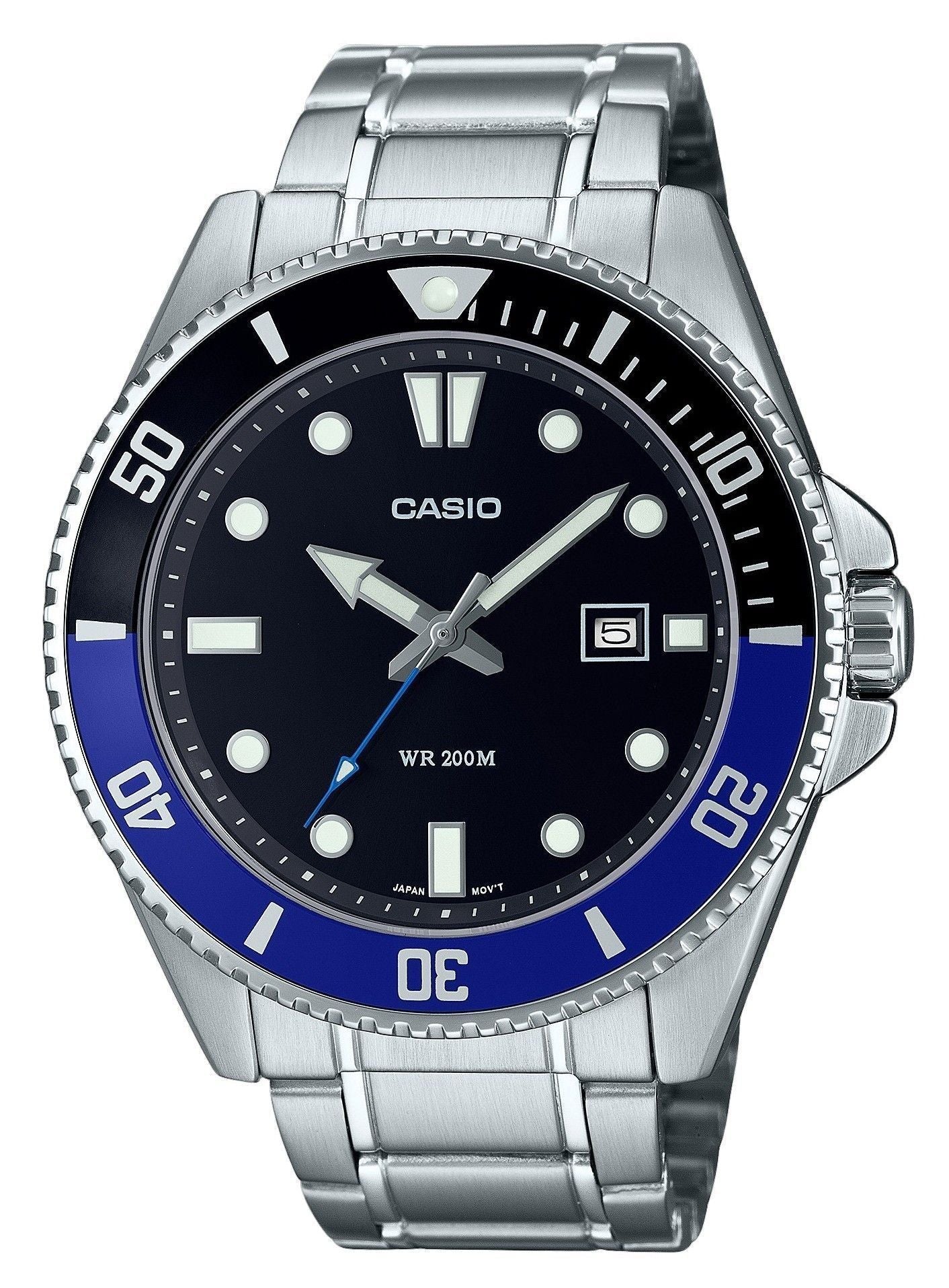 Casio Standard Analog Stainless Steel Black Dial Quartz MDV - 107D - 1A2 200M Men's Watch - Prestige Stones