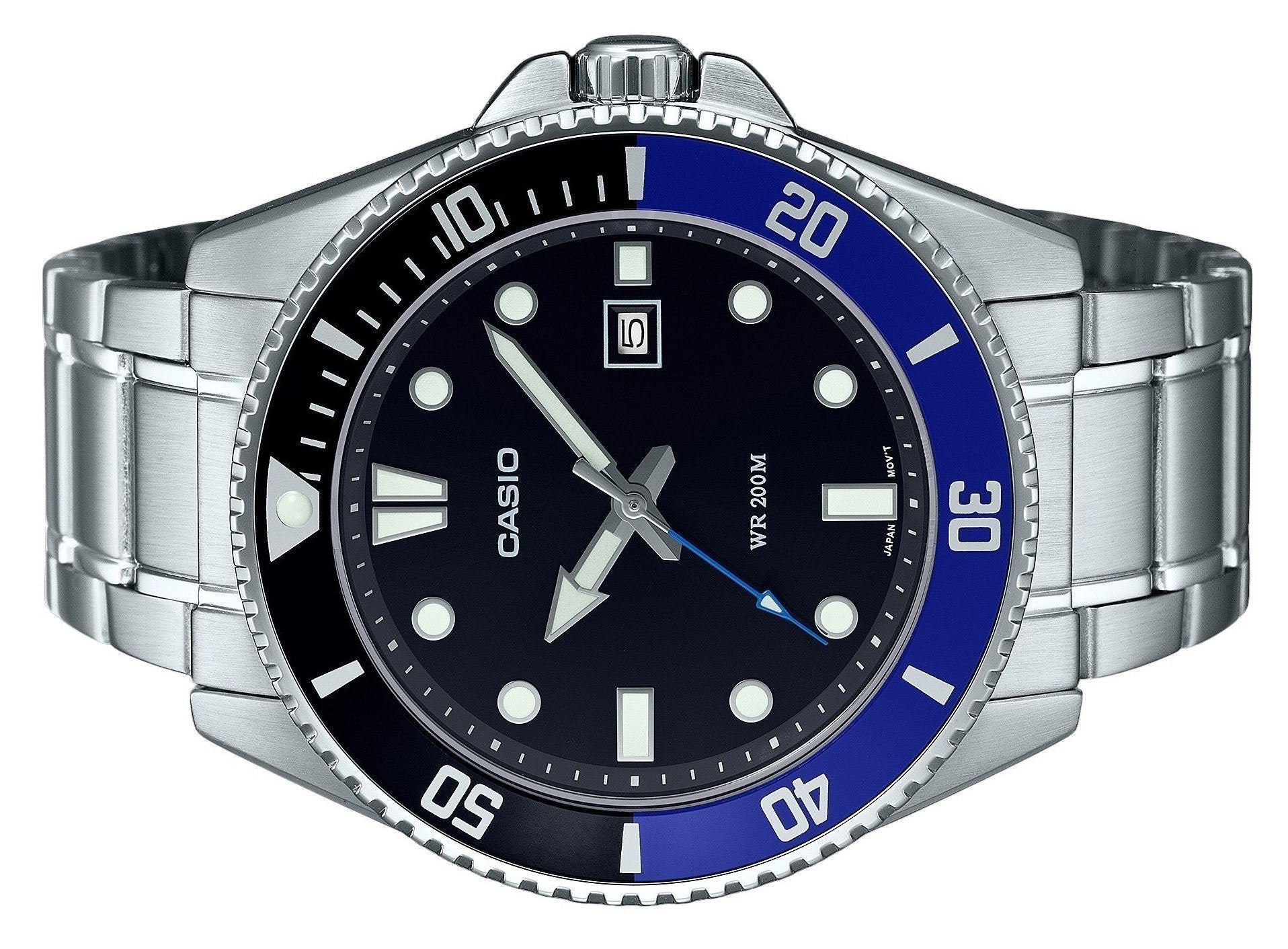 Casio Standard Analog Stainless Steel Black Dial Quartz MDV - 107D - 1A2 200M Men's Watch - Prestige Stones
