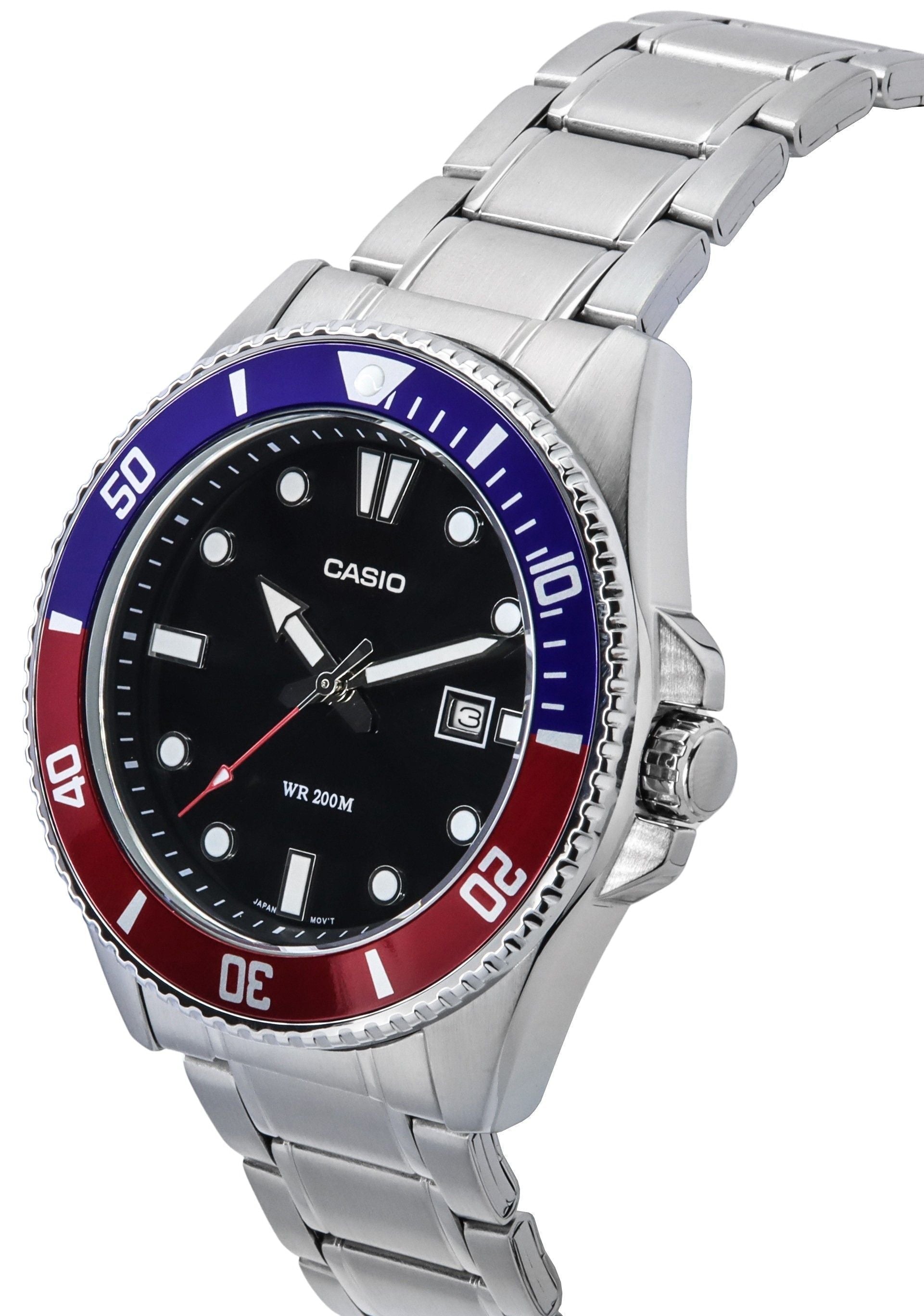 Casio Standard Analog Stainless Steel Black Dial Quartz MDV - 107D - 1A3 200M Men's Watch - Prestige Stones