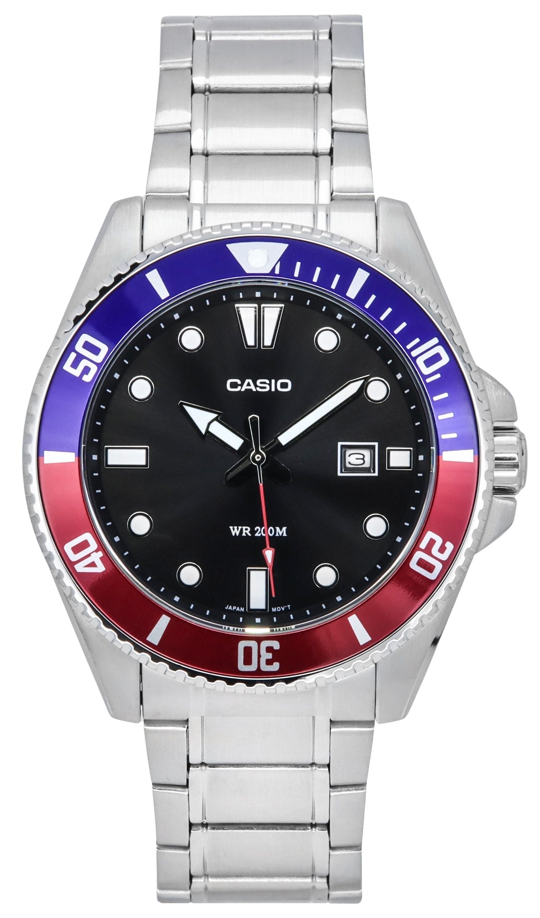 Casio Standard Analog Stainless Steel Black Dial Quartz MDV - 107D - 1A3 200M Men's Watch - Prestige Stones