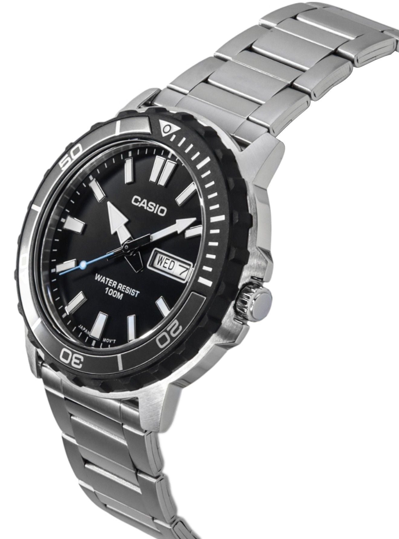 Casio Standard Analog Stainless Steel Black Dial Quartz MTD - 125D - 1A3V 100M Men's Watch - Prestige Stones