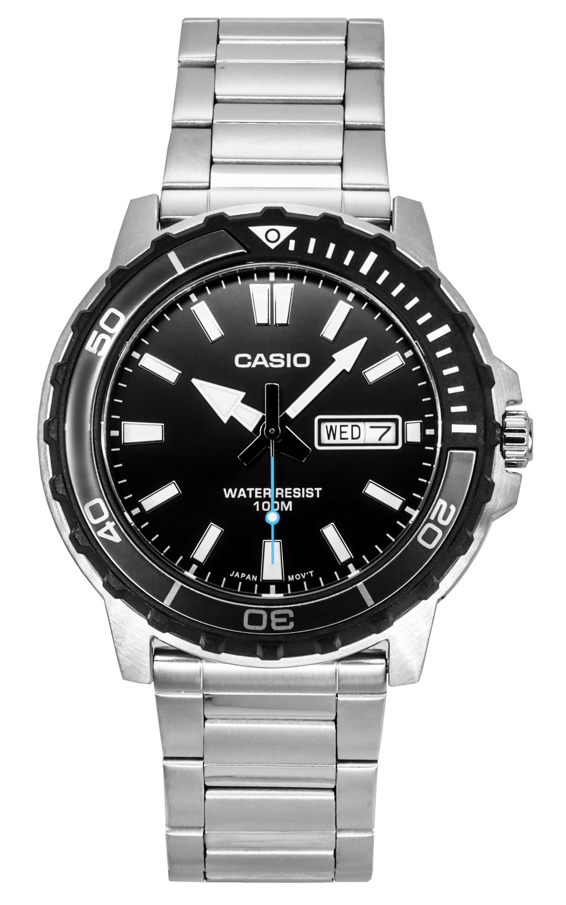Casio Standard Analog Stainless Steel Black Dial Quartz MTD - 125D - 1A3V 100M Men's Watch - Prestige Stones