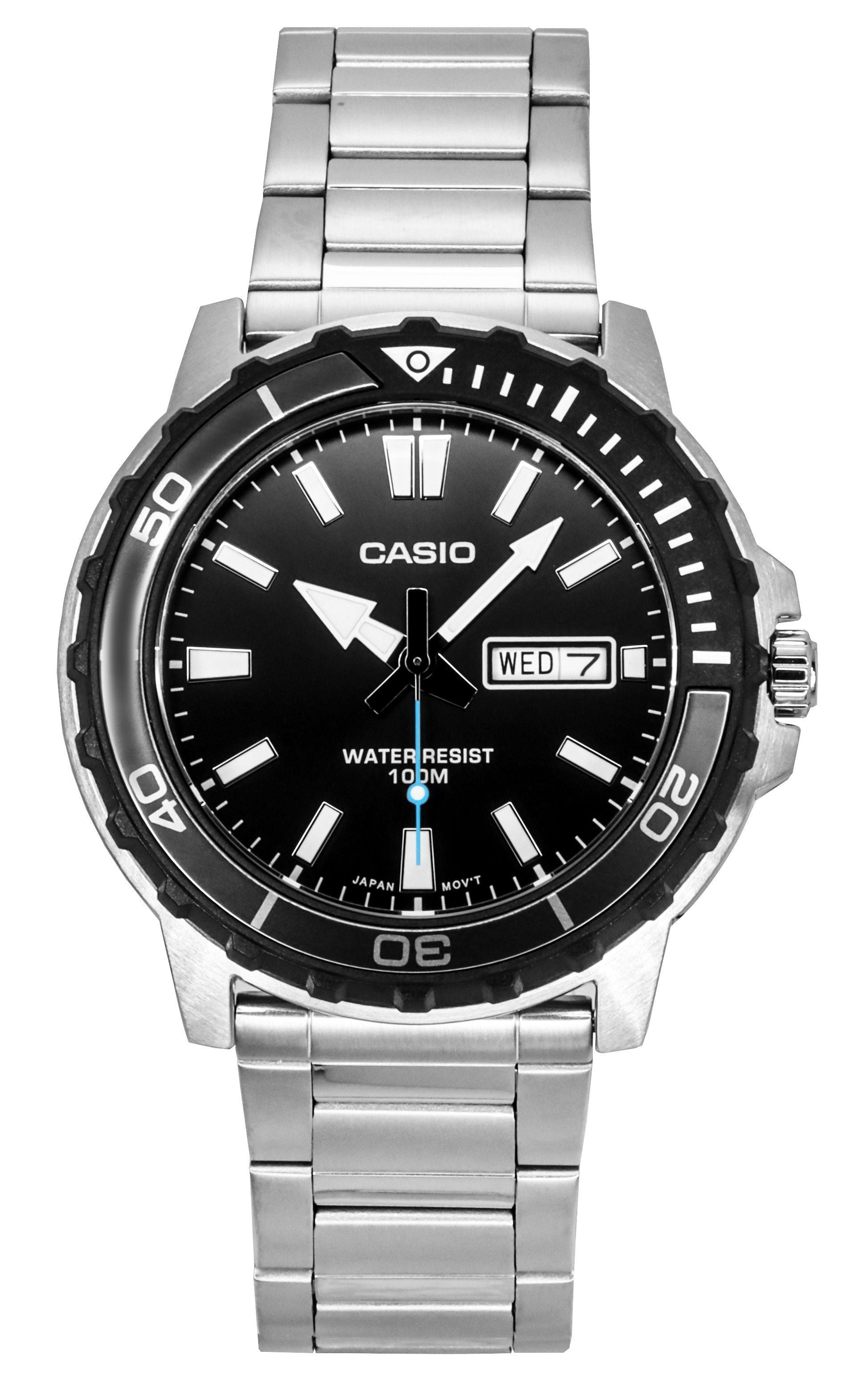 Casio Standard Analog Stainless Steel Black Dial Quartz MTD - 125D - 1A3V 100M Men's Watch - Prestige Stones
