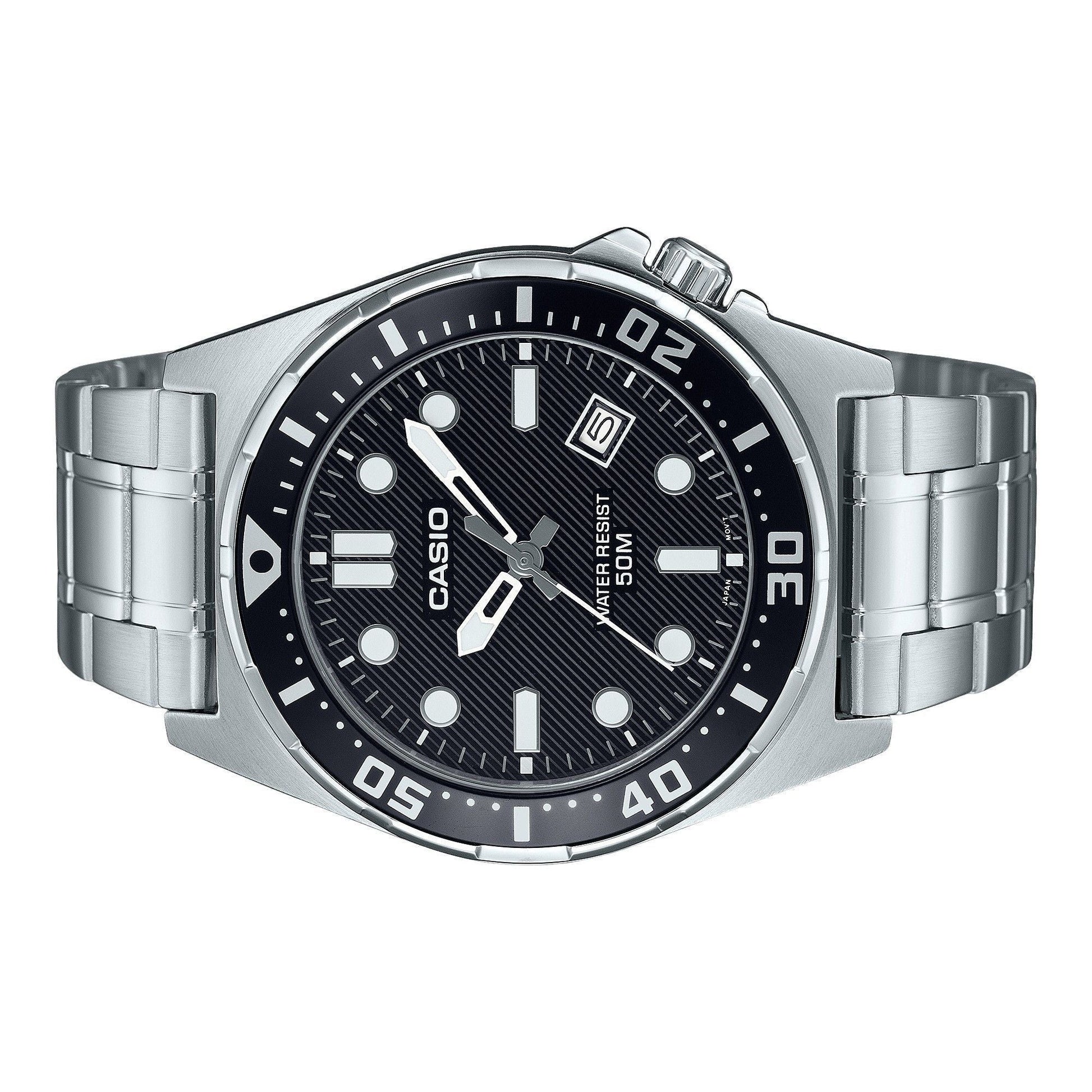 Casio Standard Analog Stainless Steel Black Dial Quartz MTD - 135D - 1AV Men's Watch - Prestige Stones