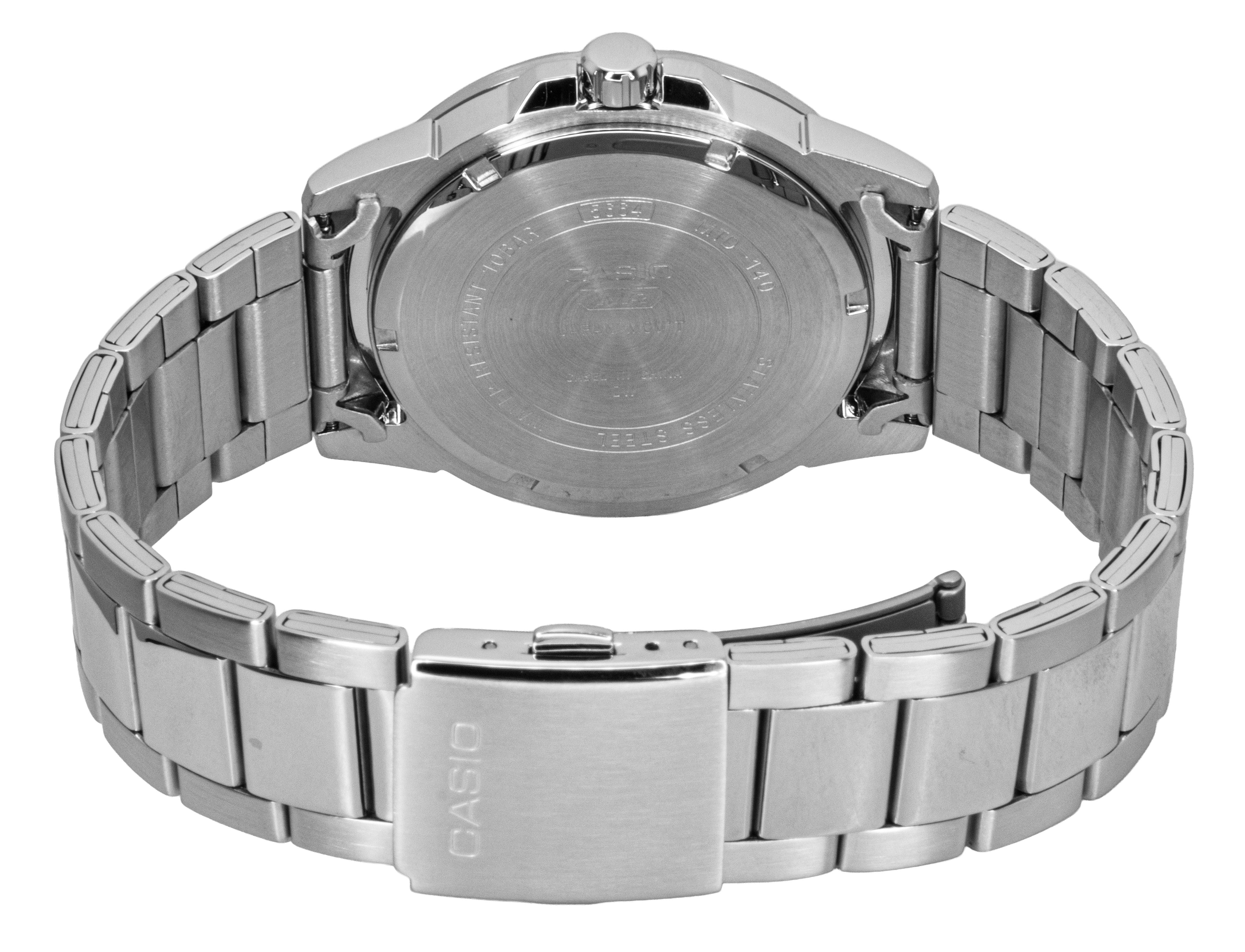 Casio Standard Analog Stainless Steel Black Dial Quartz MTD - 140D - 1AV 100M Men's Watch - Prestige Stones
