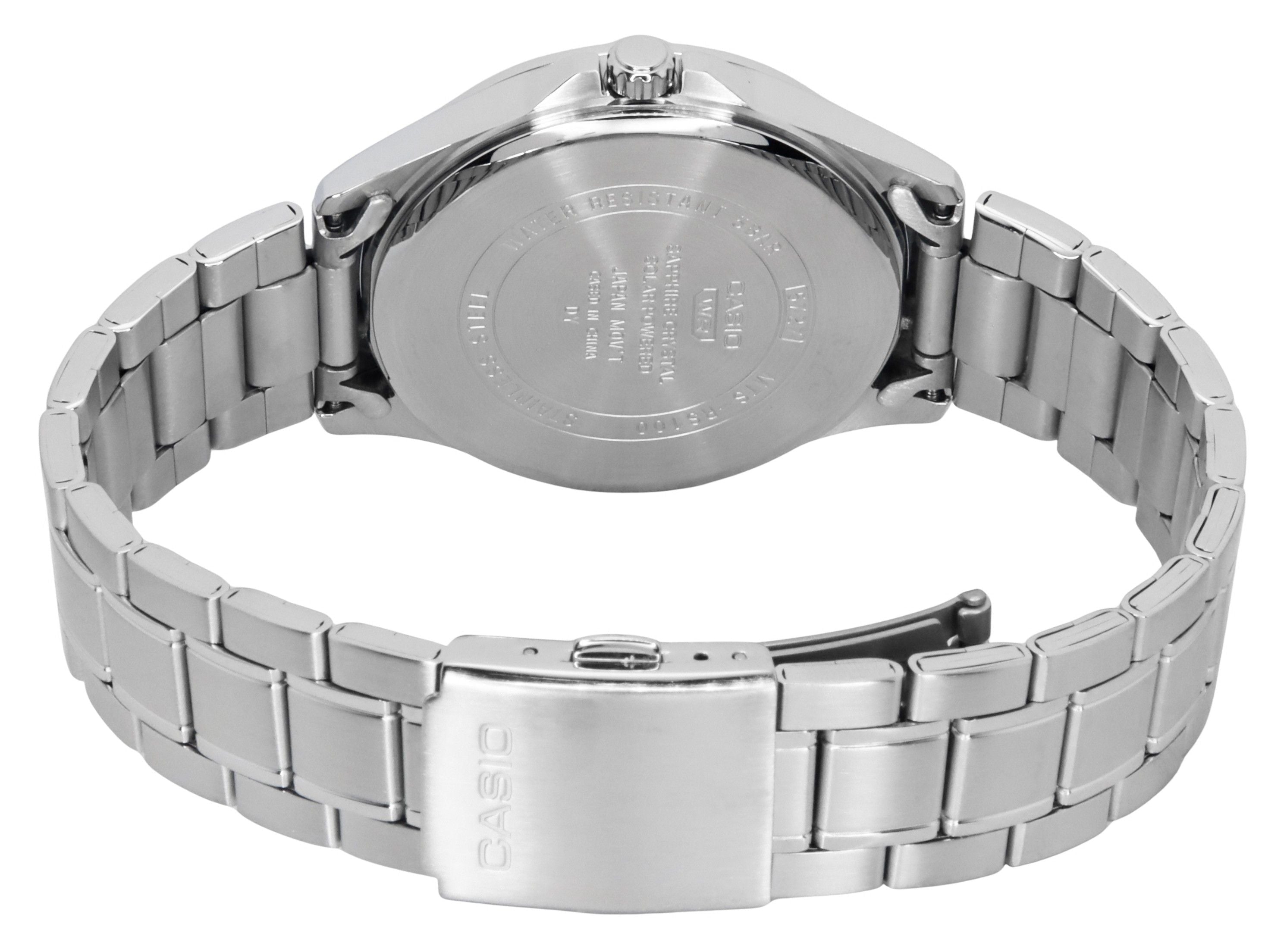 Casio Standard Analog Stainless Steel Black Dial Solar MTS - RS100D - 1AV Men's Watch - Prestige Stones