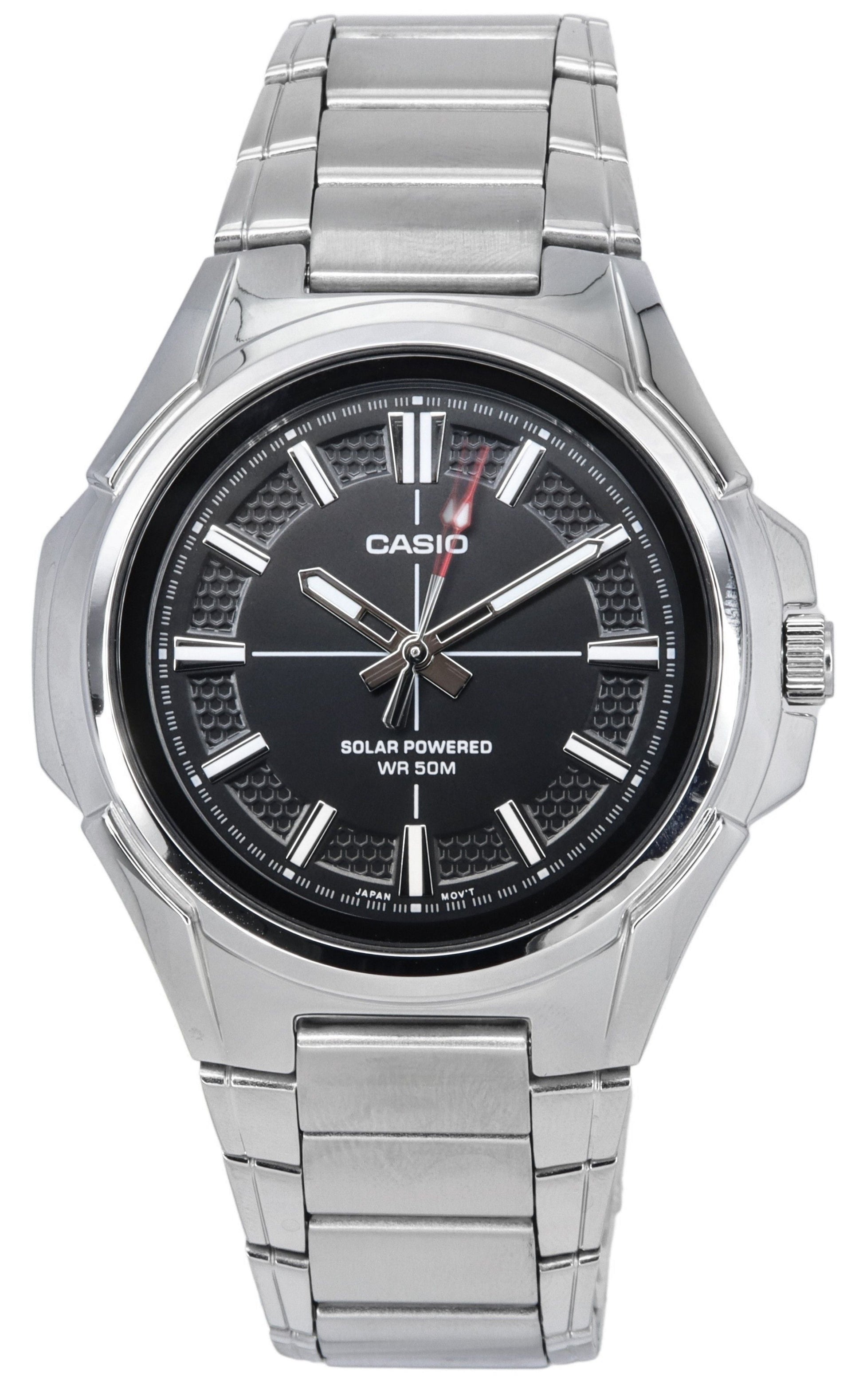 Casio Standard Analog Stainless Steel Black Dial Solar Powered MTP - RS100D - 1A Men's Watch - Prestige Stones