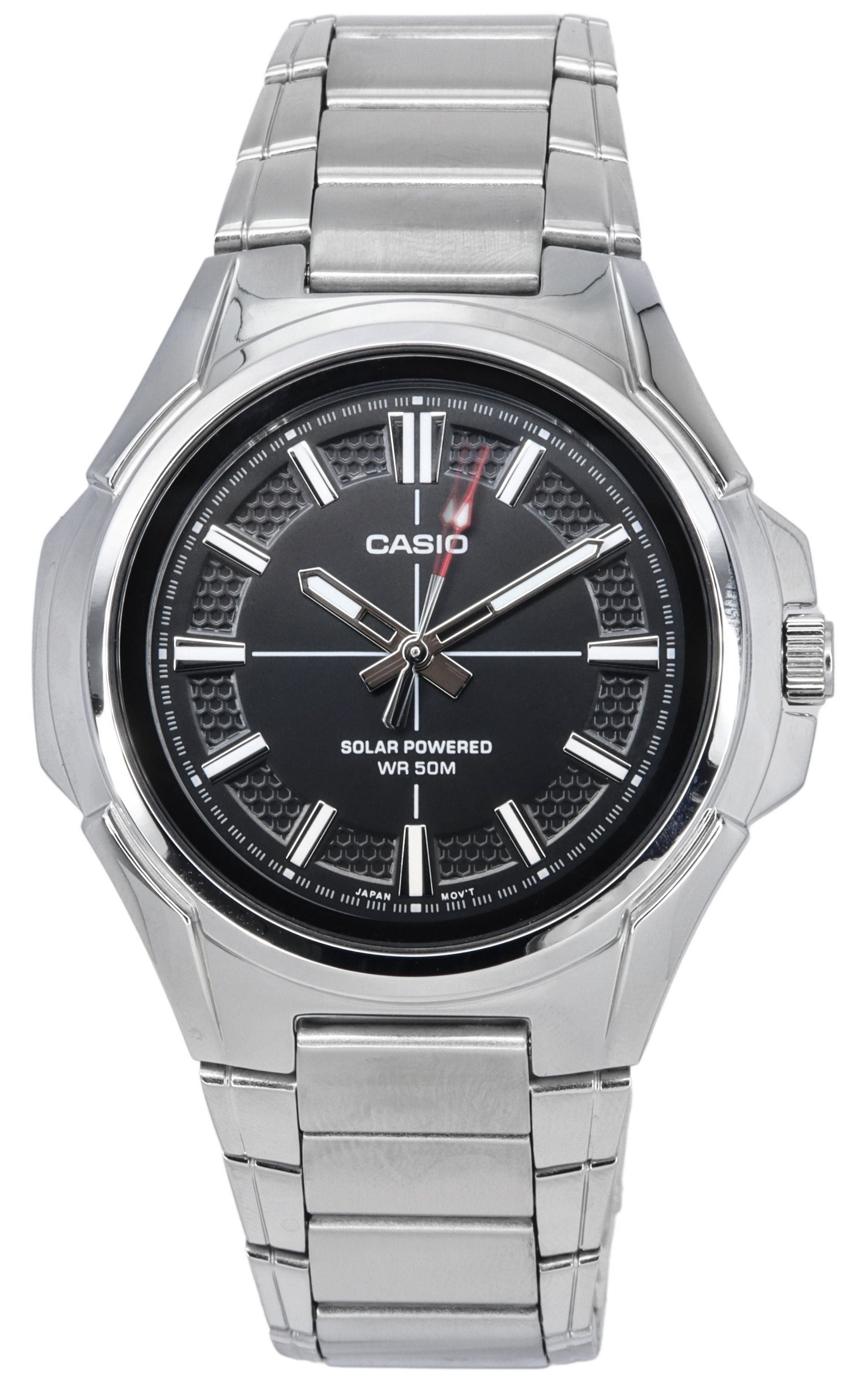 Casio Standard Analog Stainless Steel Black Dial Solar Powered MTP - RS100D - 1A Men's Watch - Prestige Stones