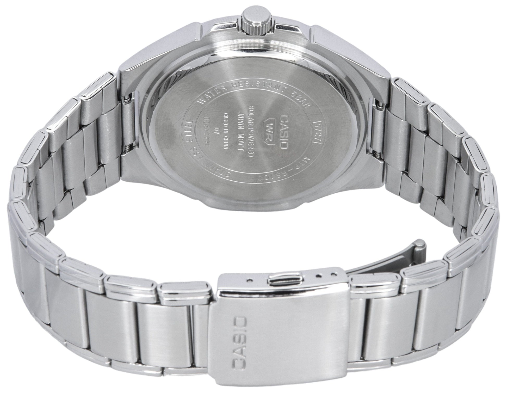 Casio Standard Analog Stainless Steel Black Dial Solar Powered MTP - RS100D - 1A Men's Watch - Prestige Stones