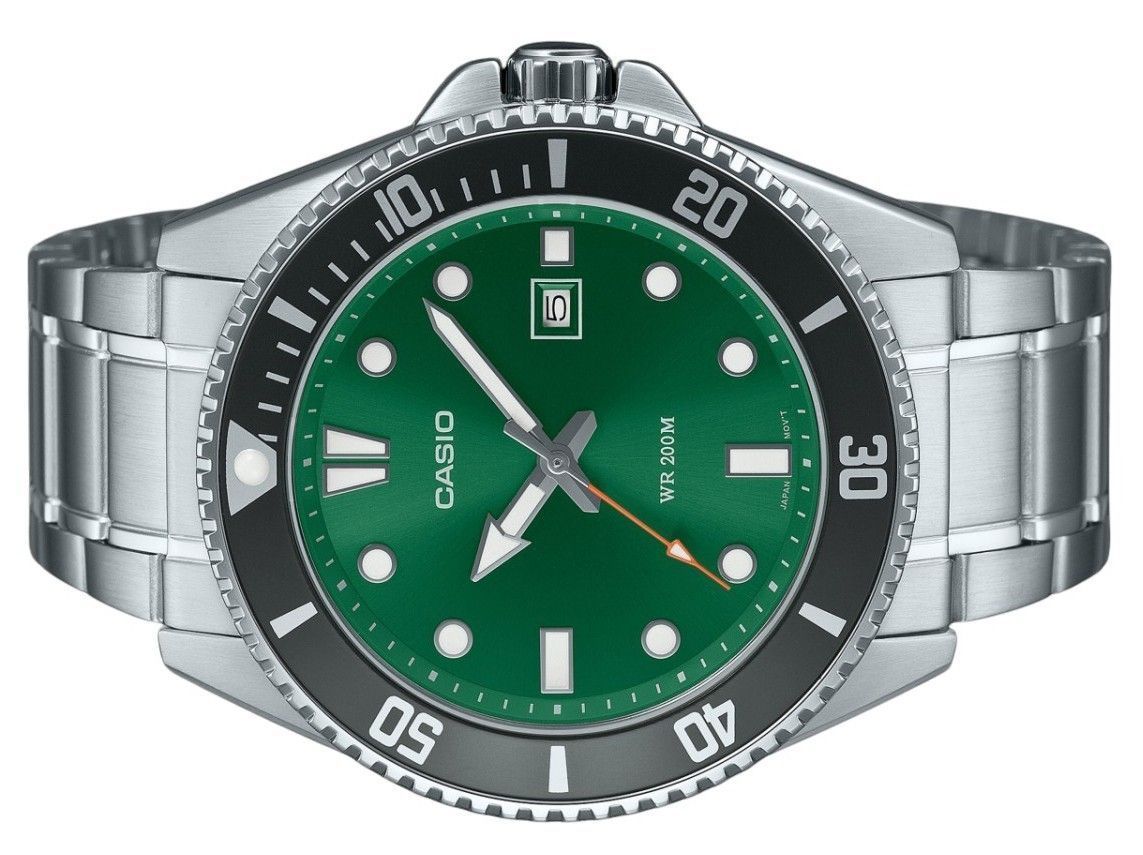 Casio Standard Analog Stainless Steel Green Dial Quartz MDV - 107D - 3A2V 200M Men's Watch - Prestige Stones