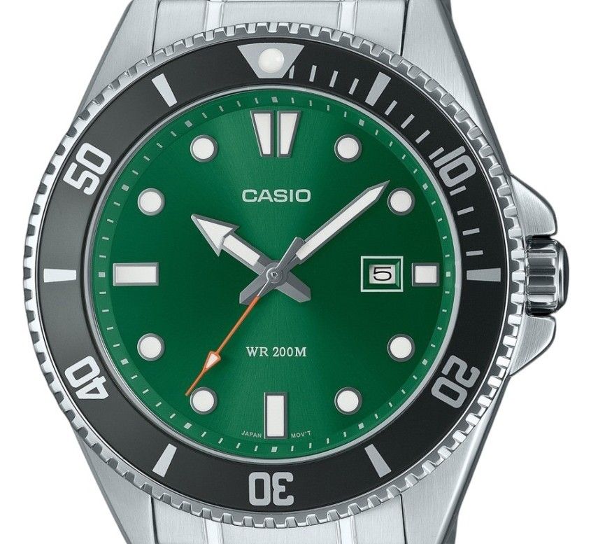 Casio Standard Analog Stainless Steel Green Dial Quartz MDV - 107D - 3A2V 200M Men's Watch - Prestige Stones