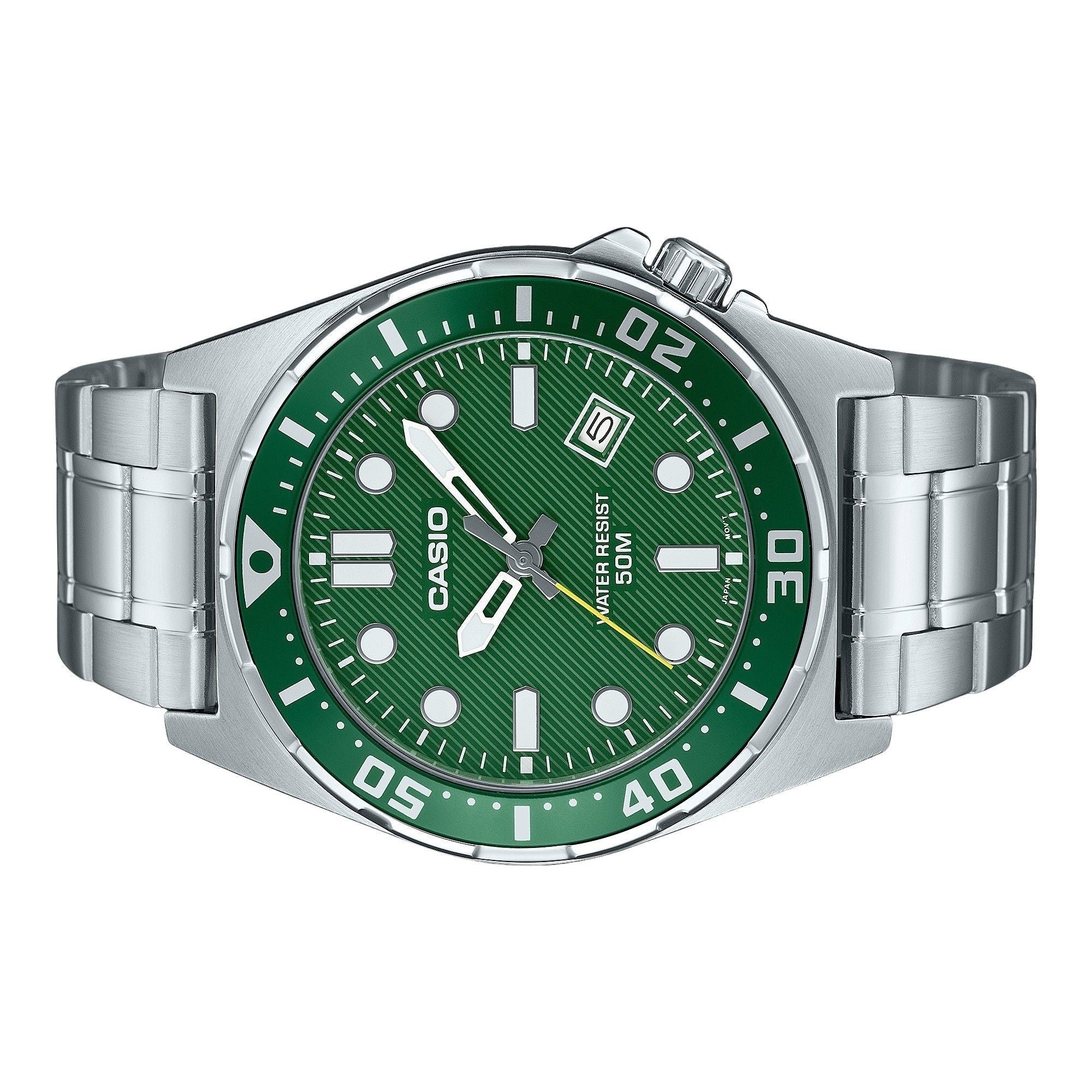 Casio Standard Analog Stainless Steel Green Dial Quartz MTD - 135D - 3AV Men's Watch - Prestige Stones
