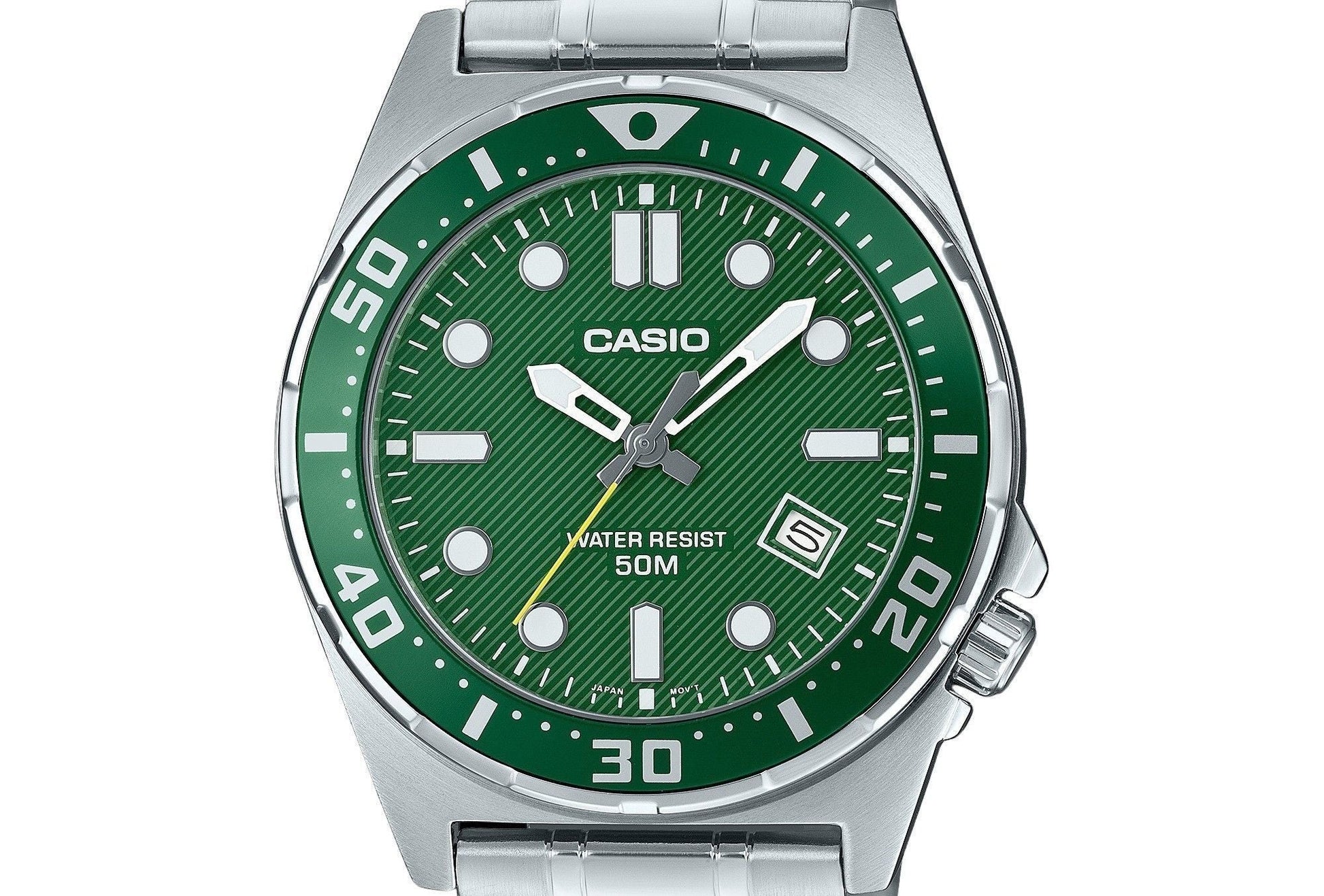 Casio Standard Analog Stainless Steel Green Dial Quartz MTD - 135D - 3AV Men's Watch - Prestige Stones