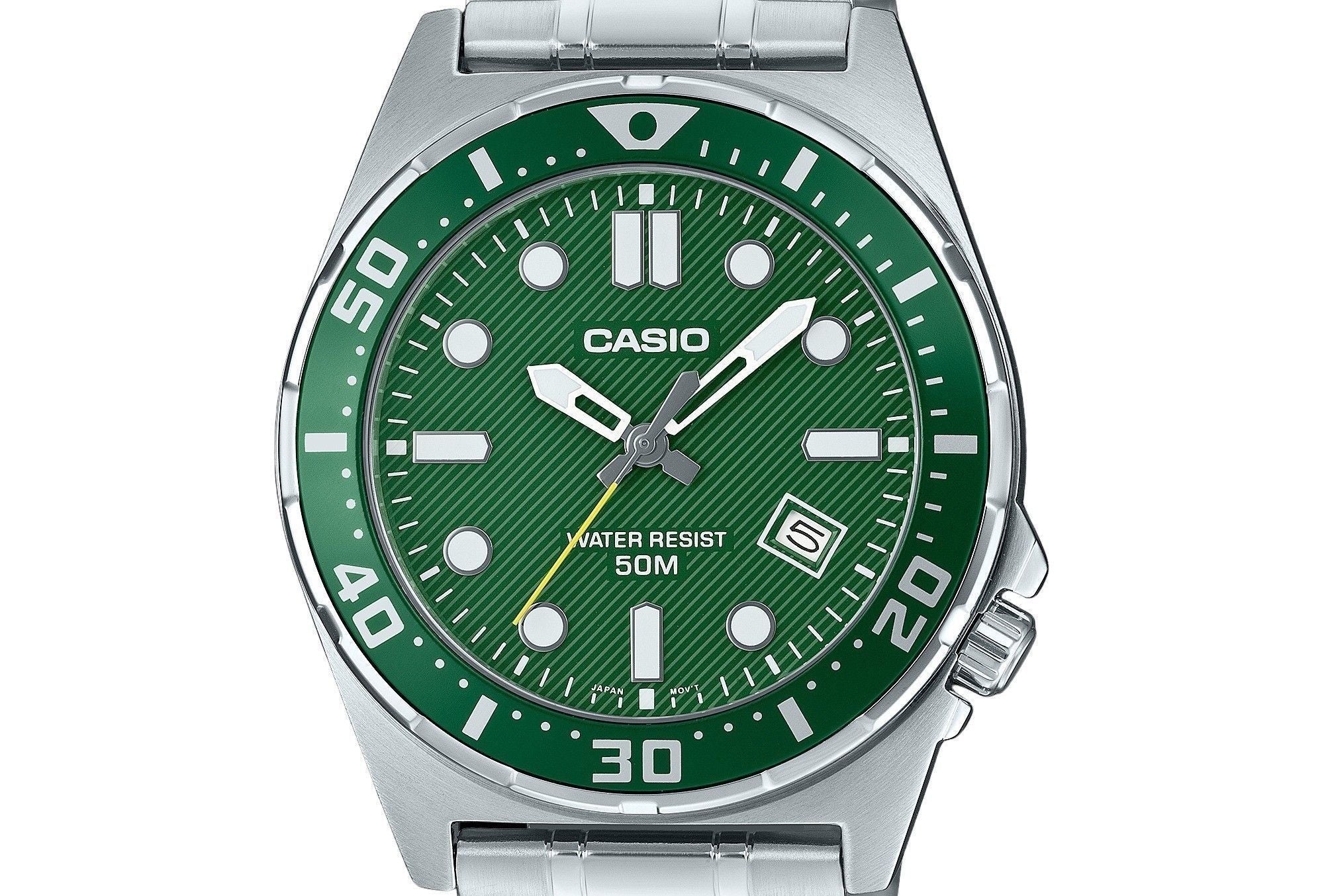 Casio Standard Analog Stainless Steel Green Dial Quartz MTD - 135D - 3AV Men's Watch - Prestige Stones