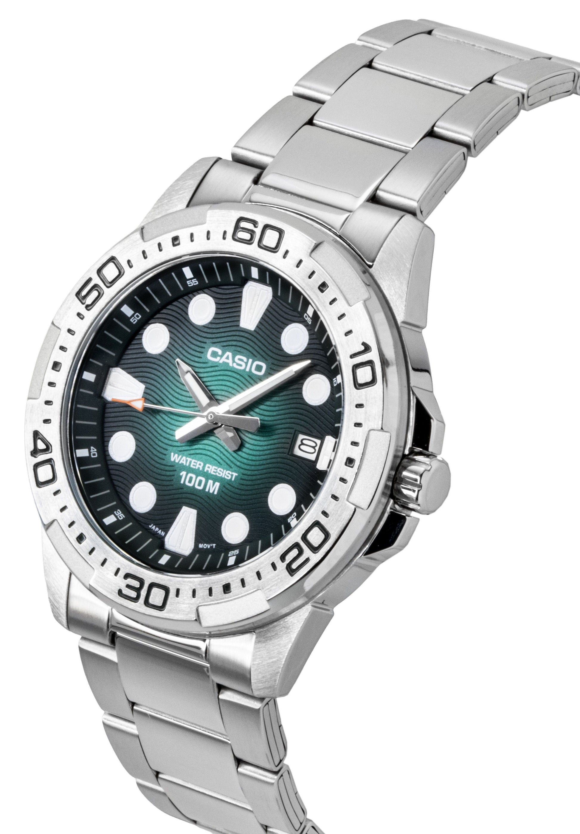 Casio Standard Analog Stainless Steel Green Dial Quartz MTD - 140D - 3AV 100M Men's Watch - Prestige Stones