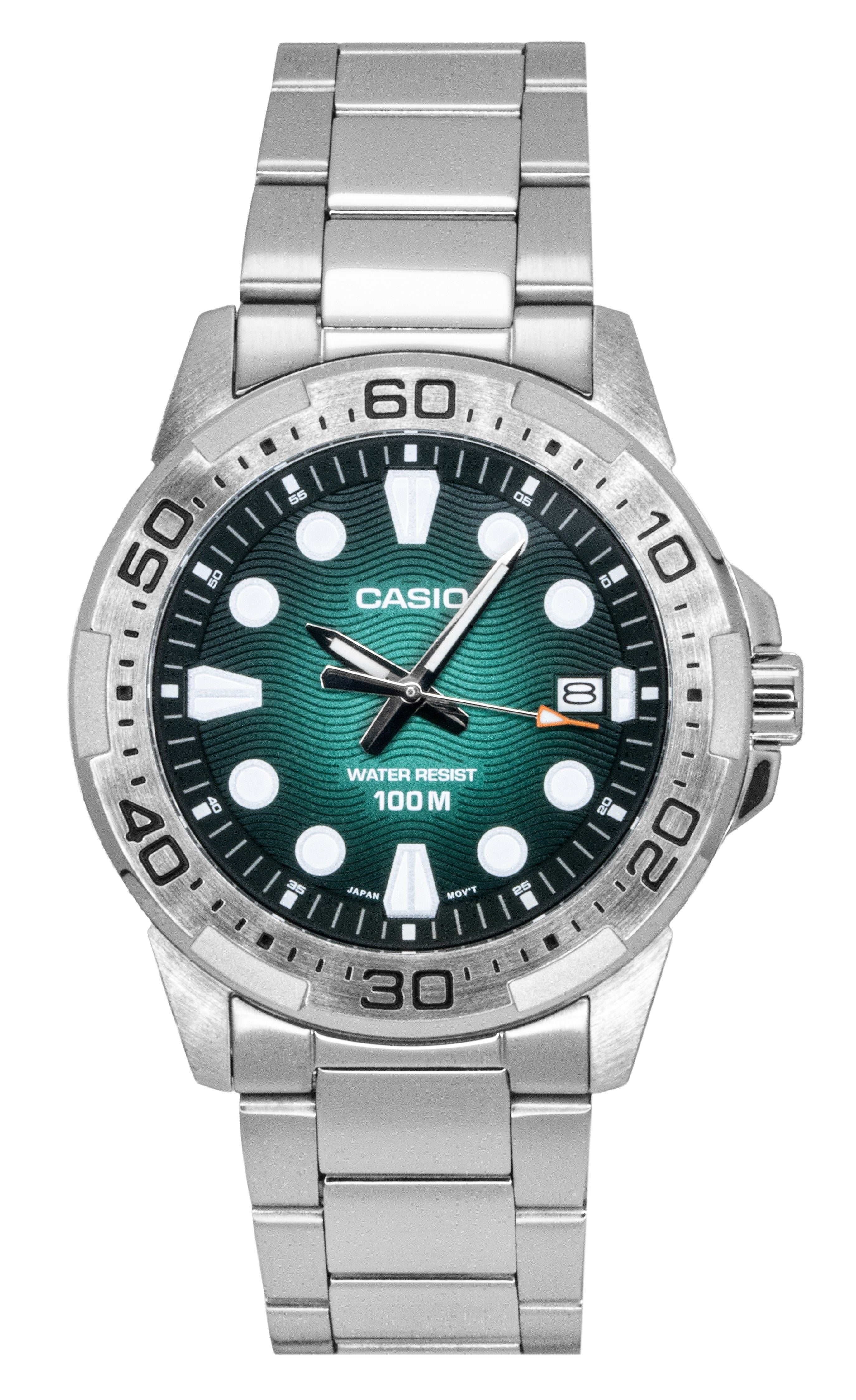 Casio Standard Analog Stainless Steel Green Dial Quartz MTD - 140D - 3AV 100M Men's Watch - Prestige Stones
