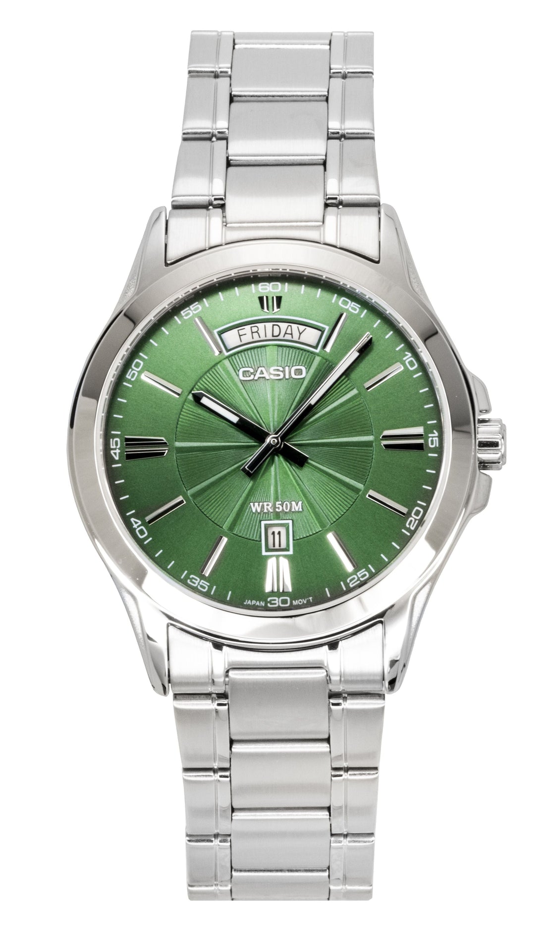Casio Standard Analog Stainless Steel Green Dial Quartz MTP - 1381D - 3AV Men's Watch - Prestige Stones