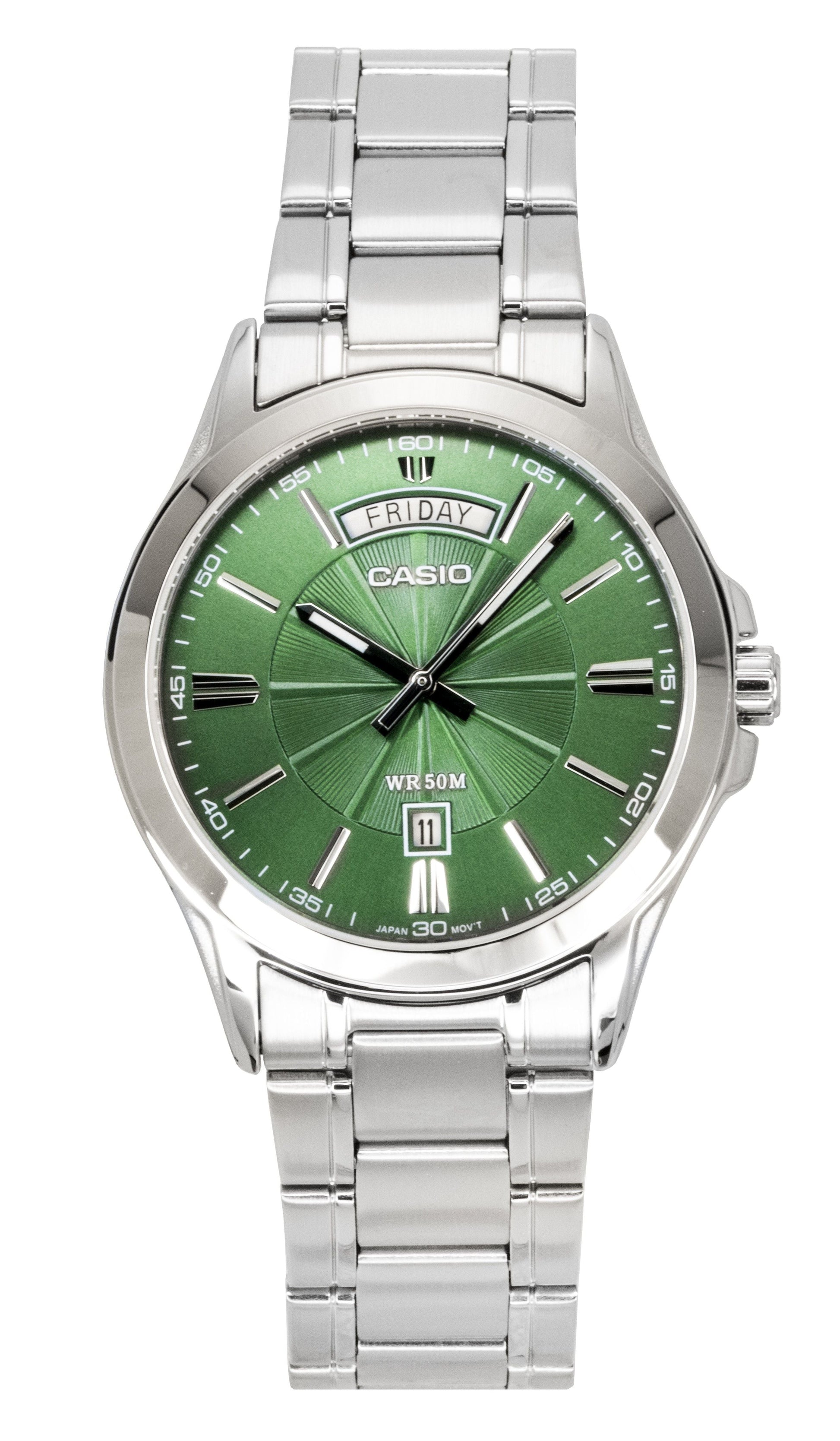Casio Standard Analog Stainless Steel Green Dial Quartz MTP - 1381D - 3AV Men's Watch - Prestige Stones