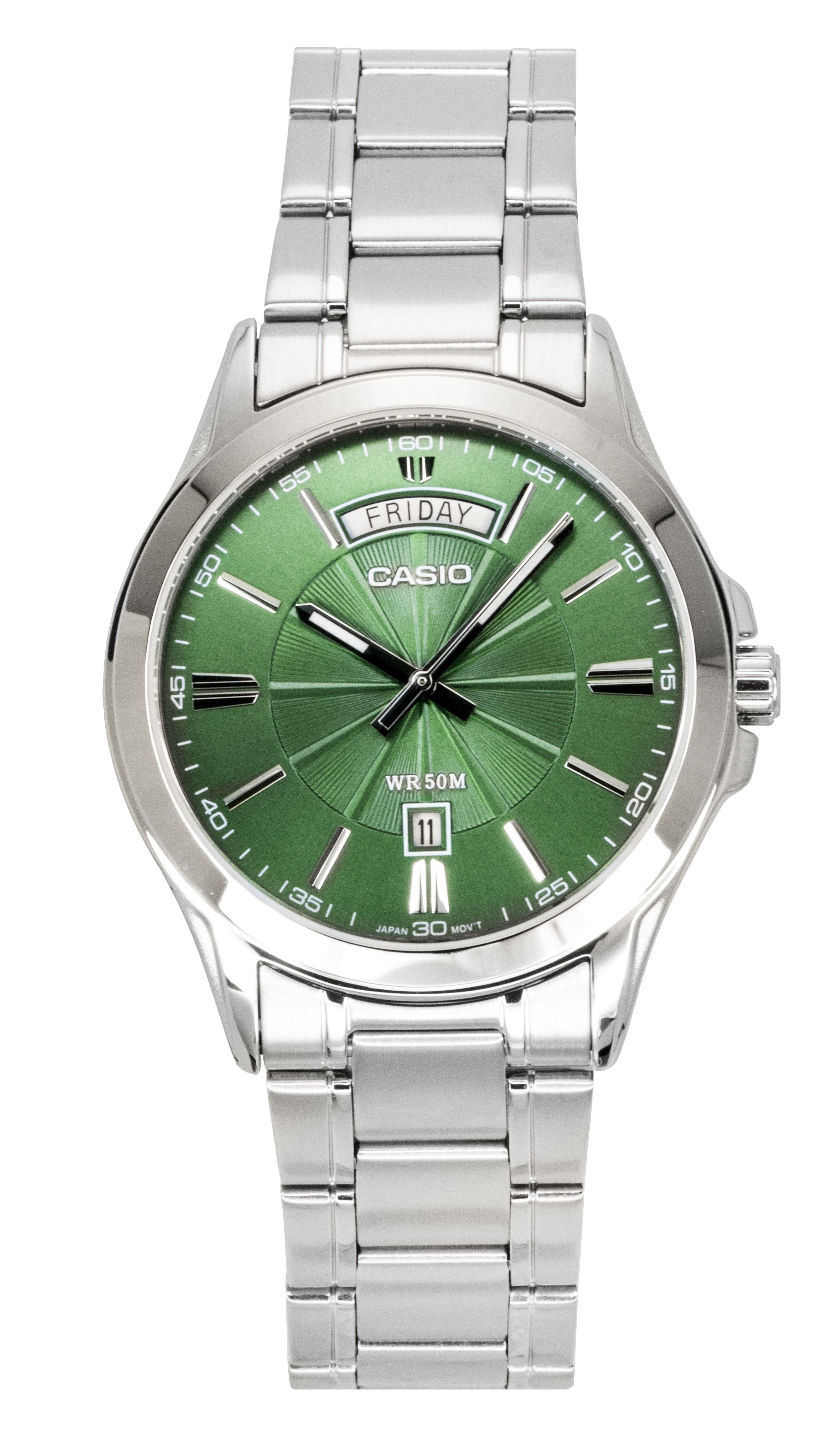 Casio Standard Analog Stainless Steel Green Dial Quartz MTP - 1381D - 3AV Men's Watch - Prestige Stones