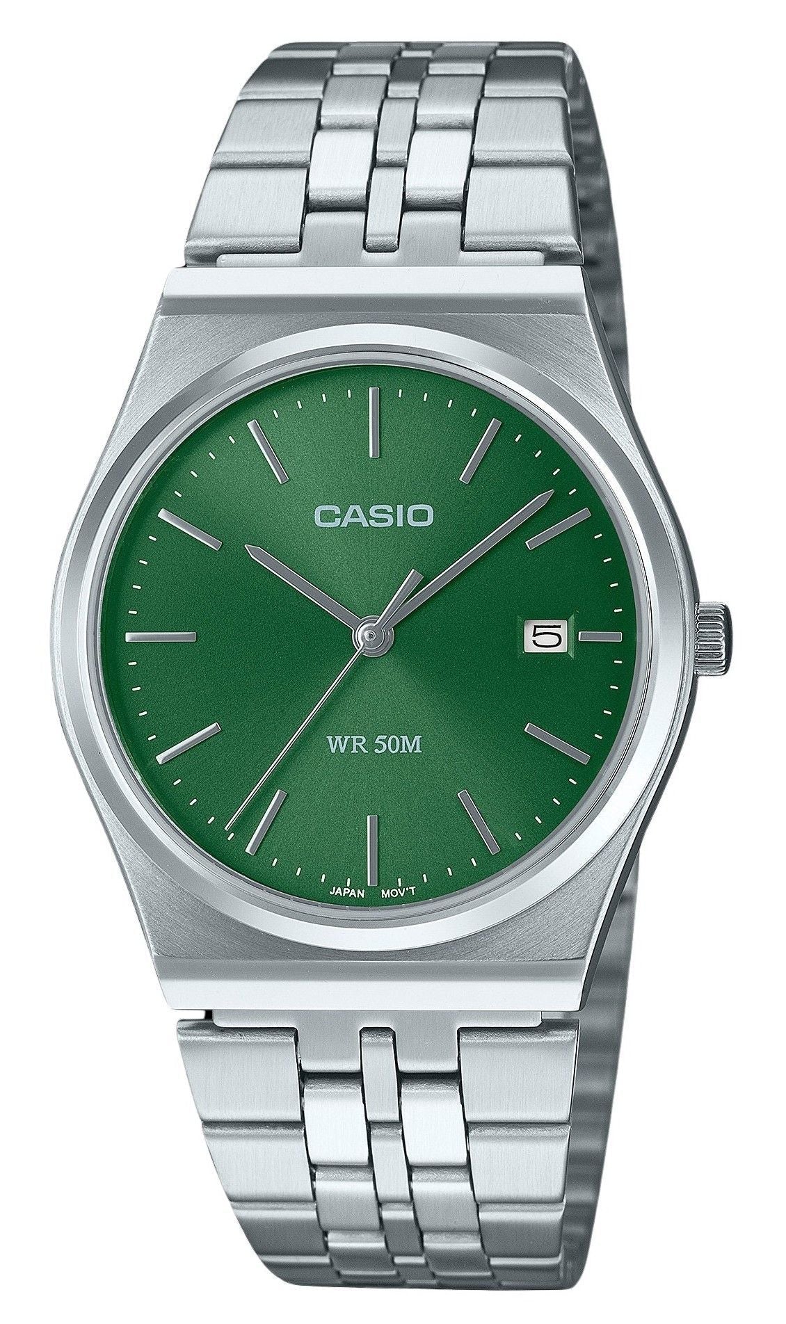 Casio Standard Analog Stainless Steel Green Dial Quartz MTP - B145D - 3AV Unisex Watch - Prestige Stones