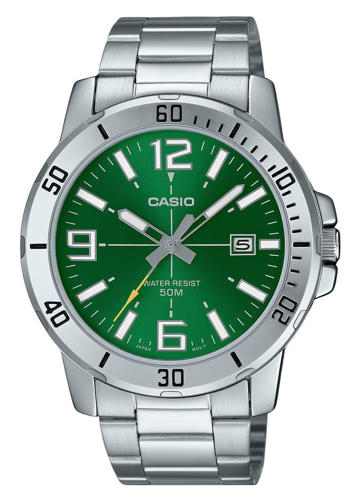 Casio Standard Analog Stainless Steel Green Dial Quartz MTP - VD01D - 3BV Men's Watch - Prestige Stones