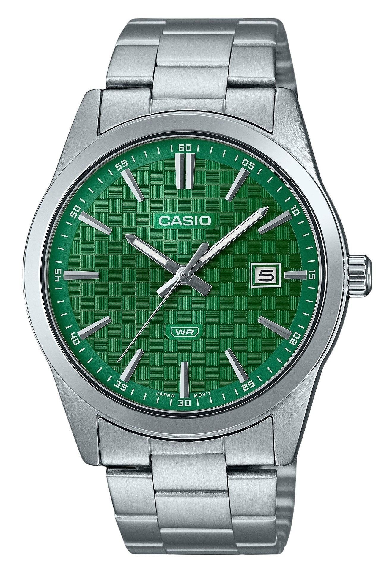 Casio Standard Analog Stainless Steel Green Dial Quartz MTP - VD03D - 3A1 Men's Watch - Prestige Stones