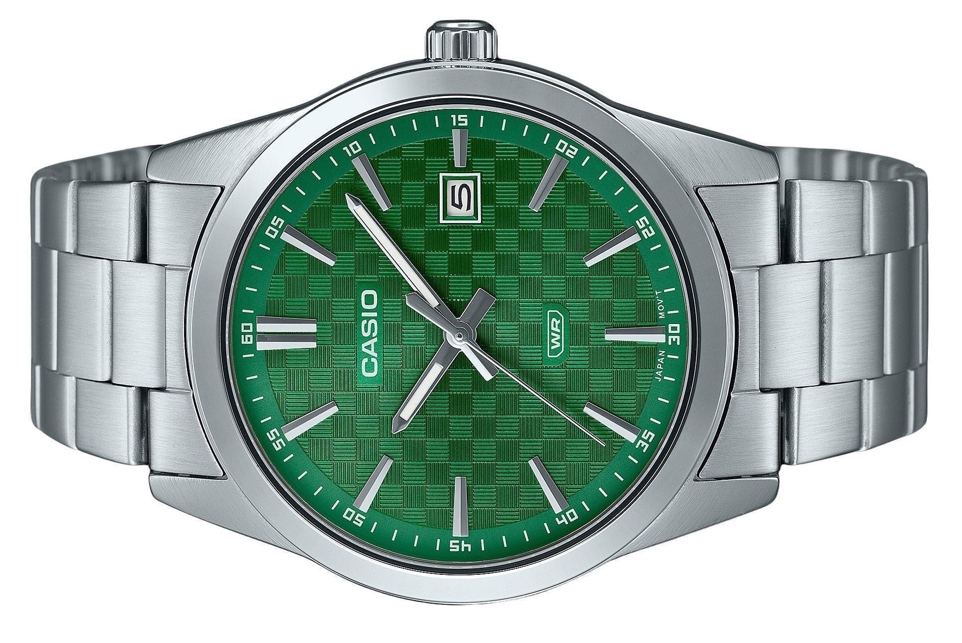 Casio Standard Analog Stainless Steel Green Dial Quartz MTP - VD03D - 3A1 Men's Watch - Prestige Stones