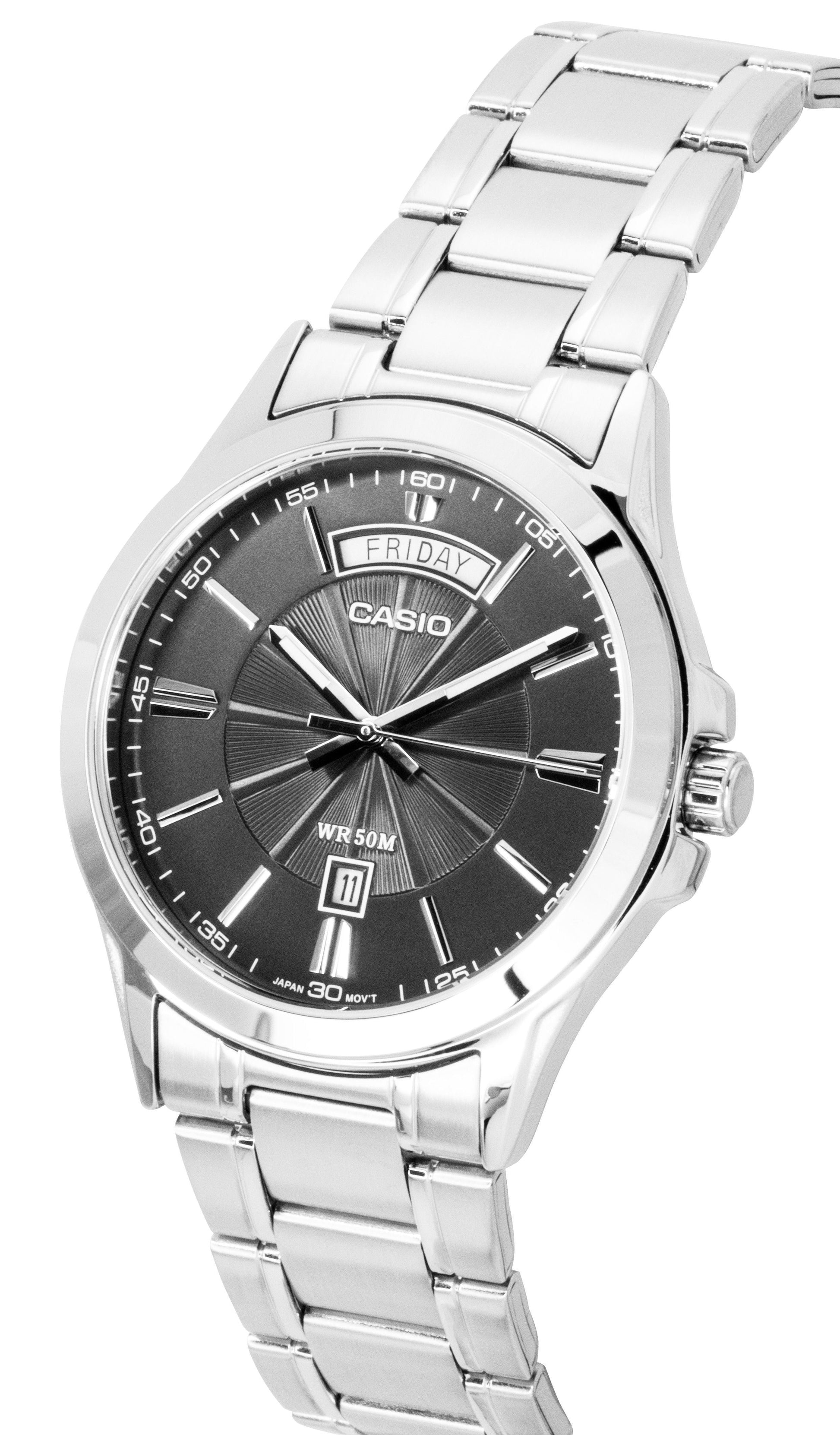 Casio Standard Analog Stainless Steel Grey Dial Quartz MTP - 1381D - 8AV Men's Watch - Prestige Stones